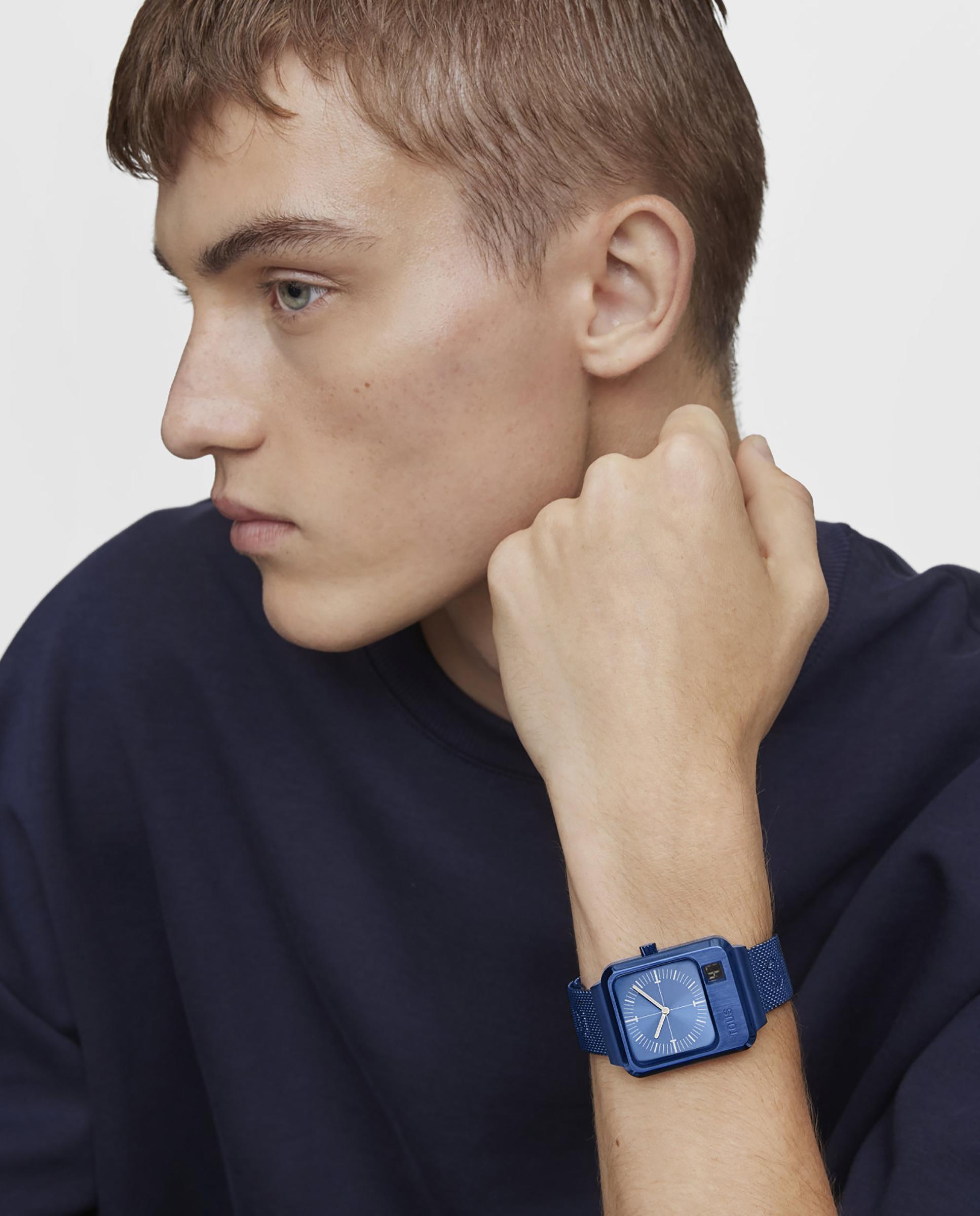 Relógio Analógico Mars com Bracelete de Aço Ip Azul Azul-5
