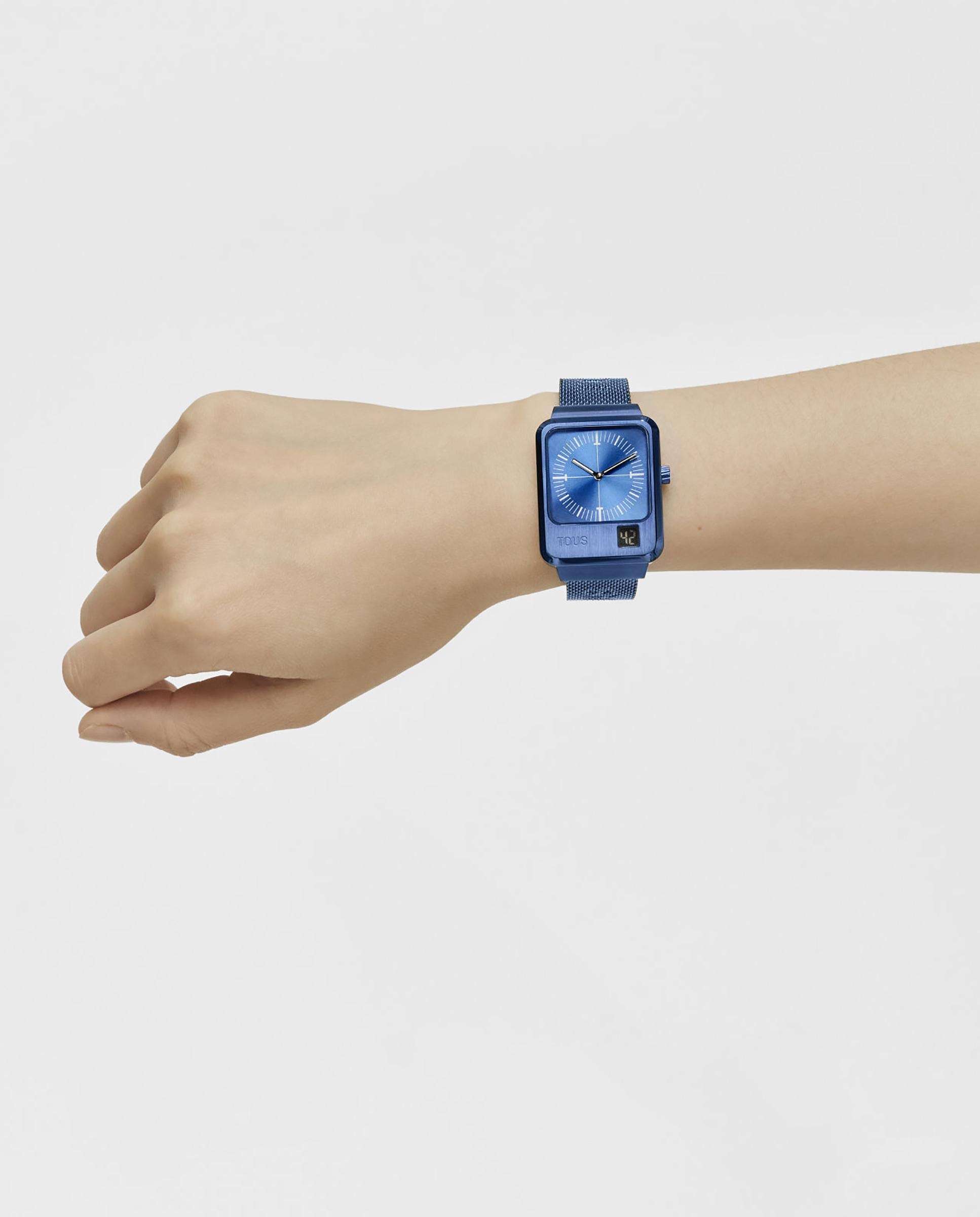 Relógio Analógico Mars com Bracelete de Aço Ip Azul Azul-6