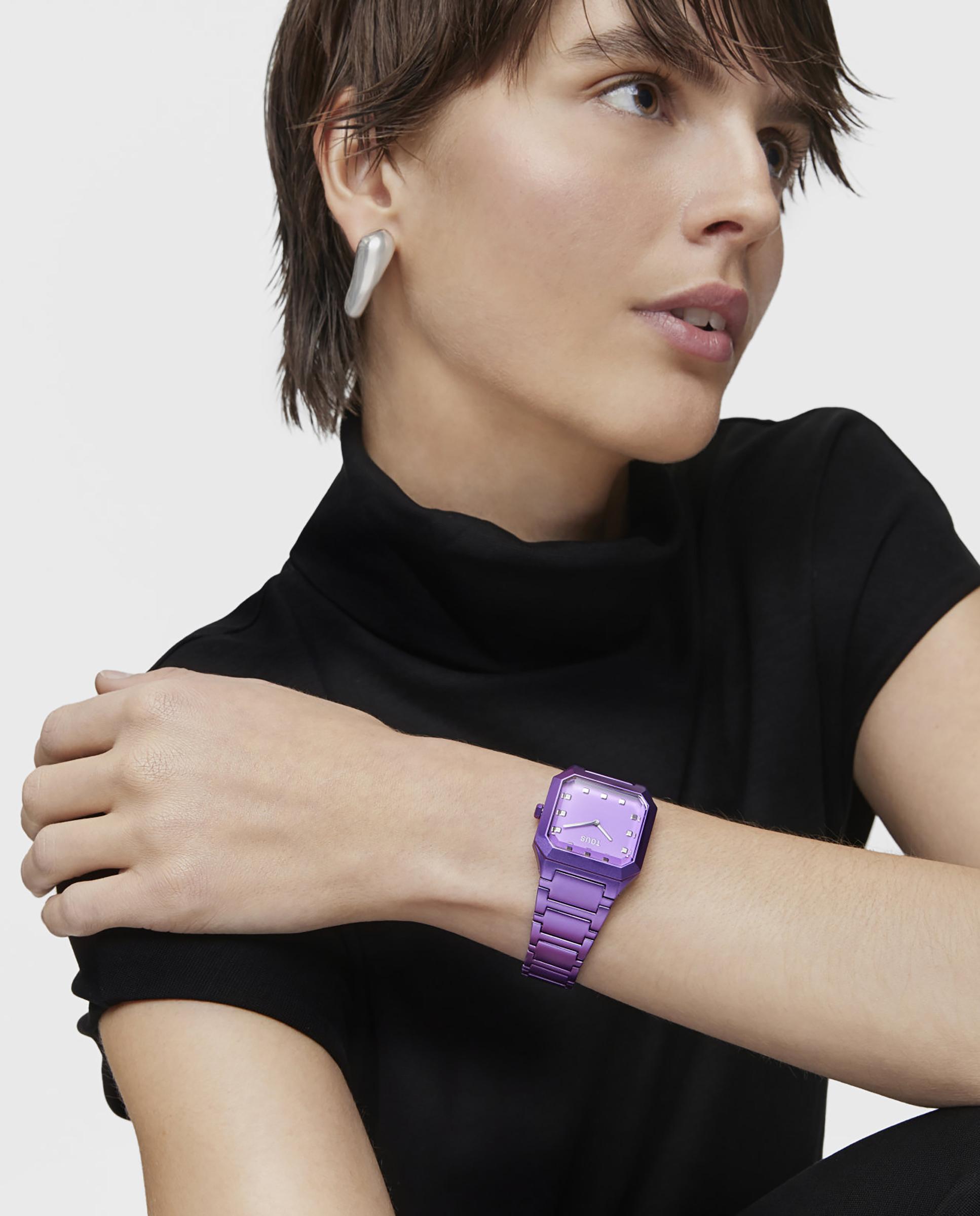 Relógio Analógico Karat Squared com Bracelete de Alumínio Lilás Lilás-4