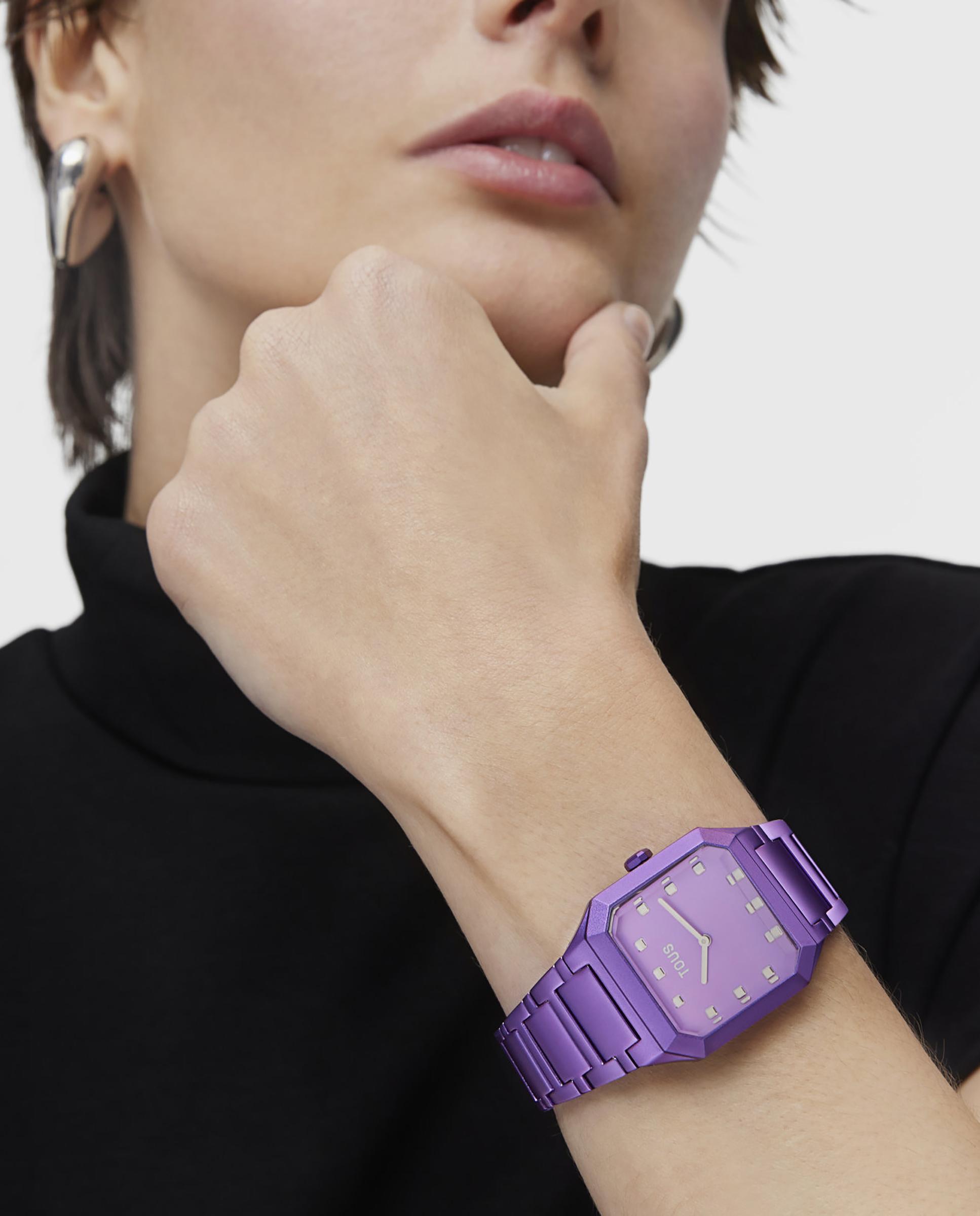 Relógio Analógico Karat Squared com Bracelete de Alumínio Lilás Lilás-6