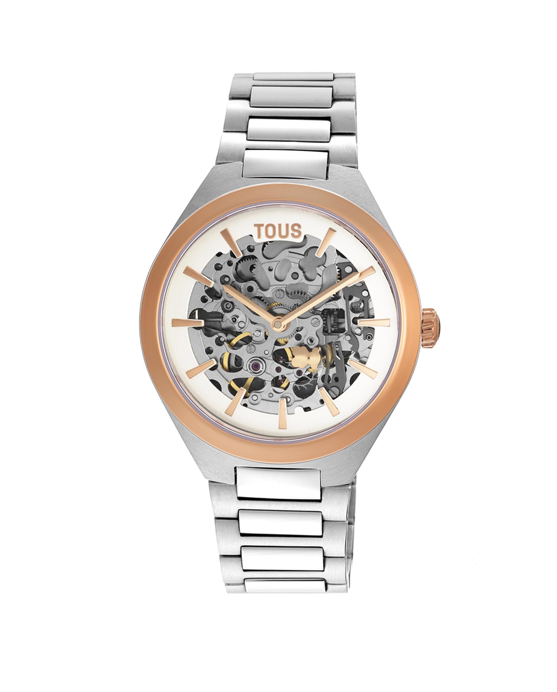 Relógio Automático Karat Round com Aço Iprg Rosa e Bracelete de Aço Prata / Rosa-3