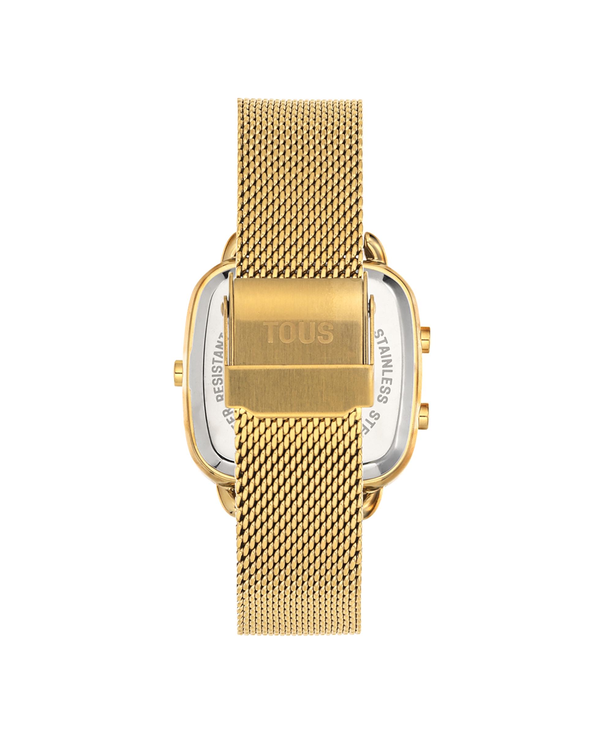 Relógio Digital D-logo New com Bracelete de Aço Ipg em Dourado Ouro-3