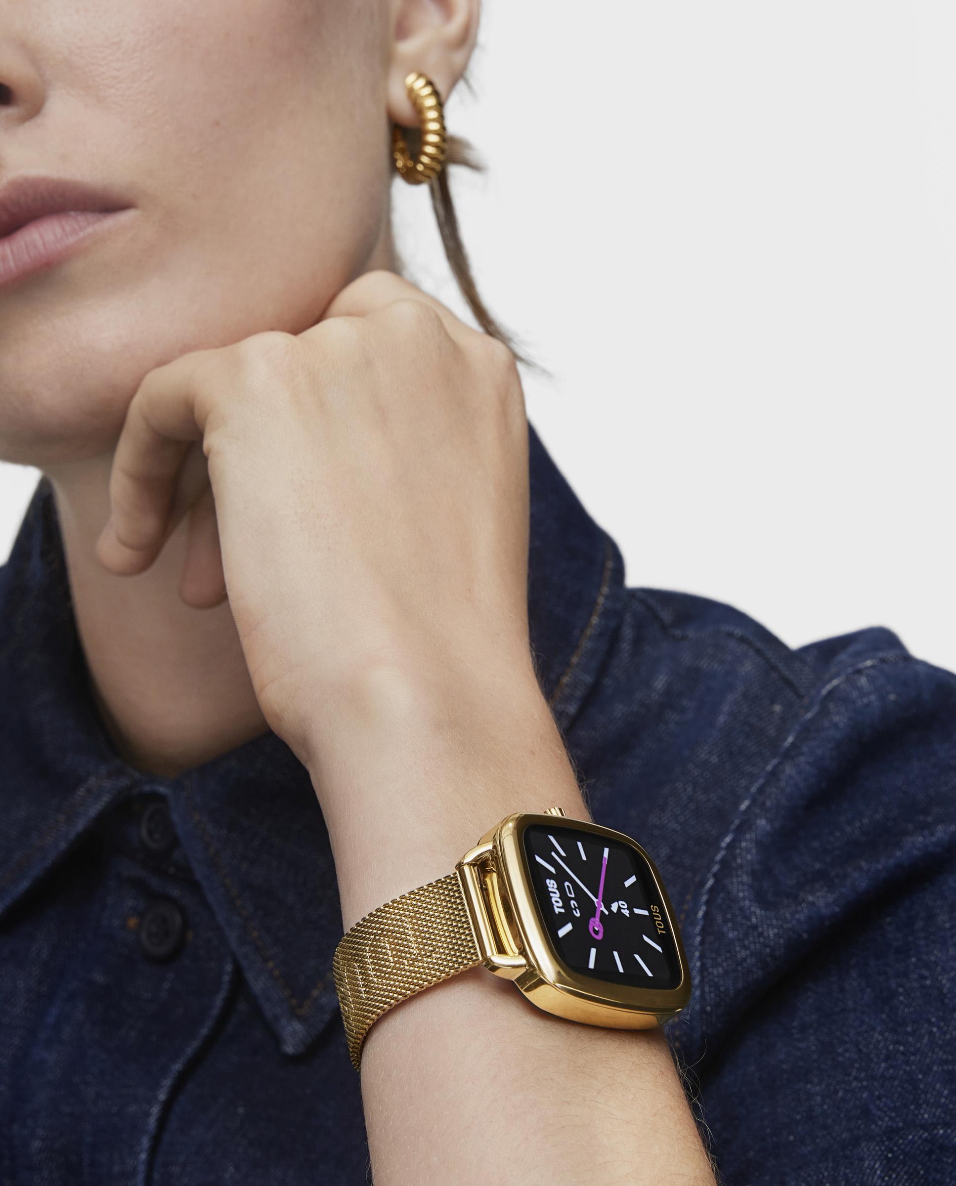 Smartwatch D-connect com Bracelete de Aço Ipg em Dourado Dourado-5