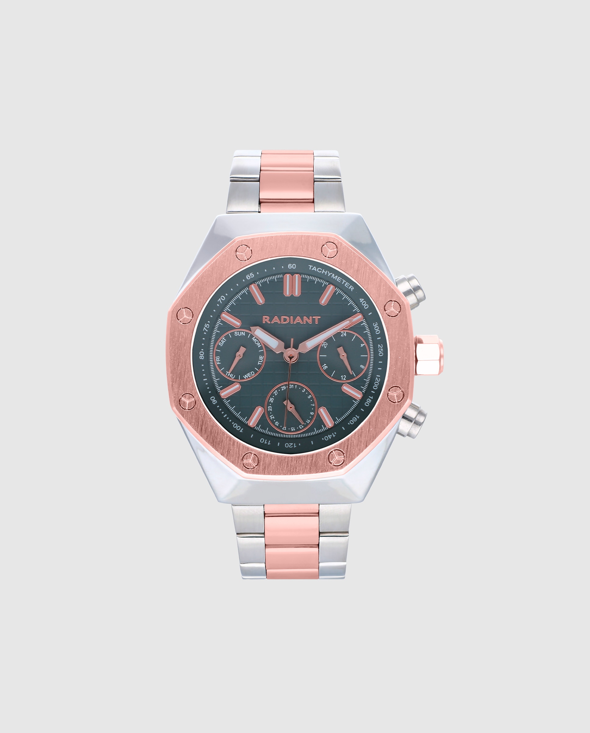 Relógio Volie Ra628704 de Aço e Bracelete Bicolor Ouro Rosa Prata-1