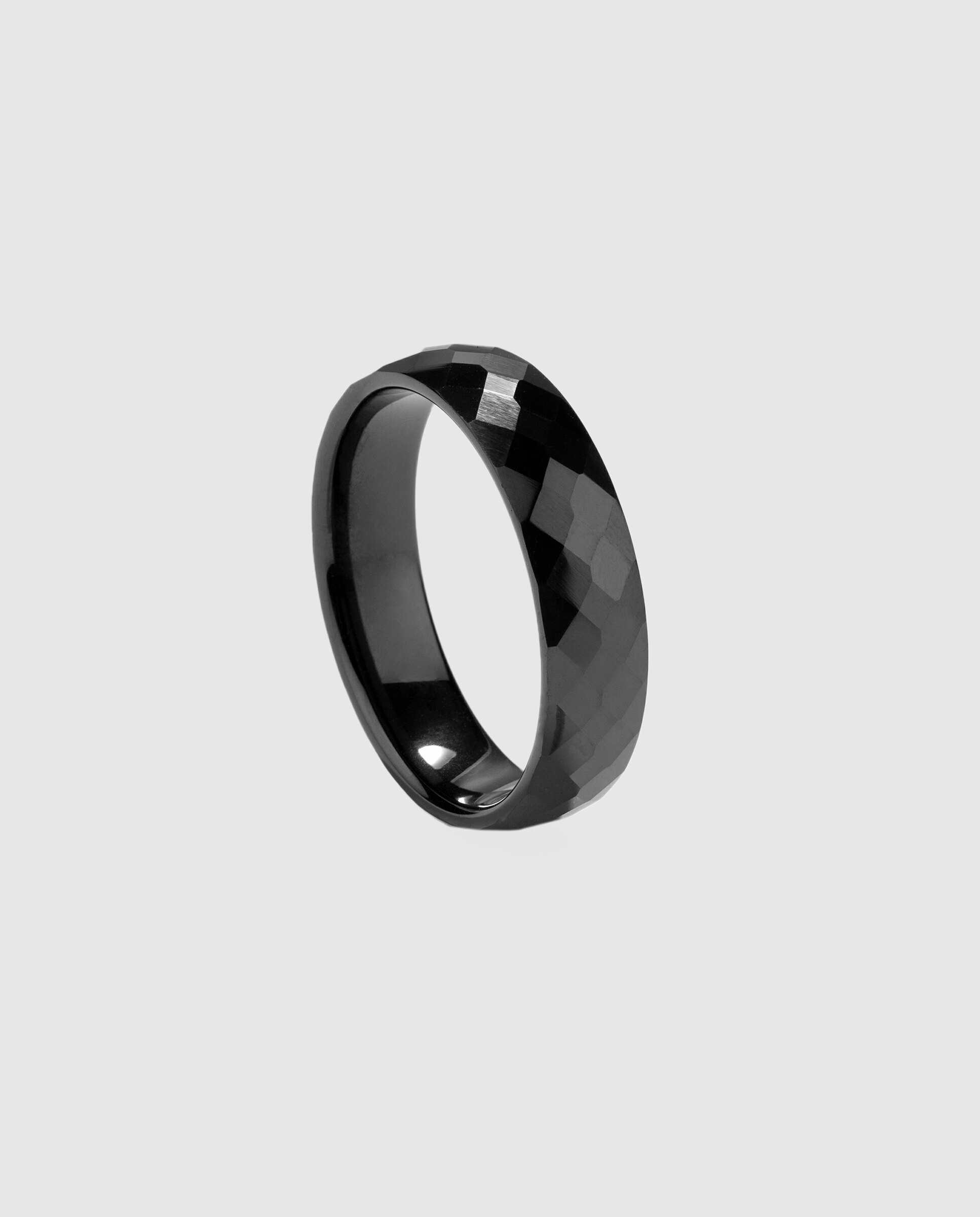 Anel Ceramic de Cerâmica em Preto Preto-1