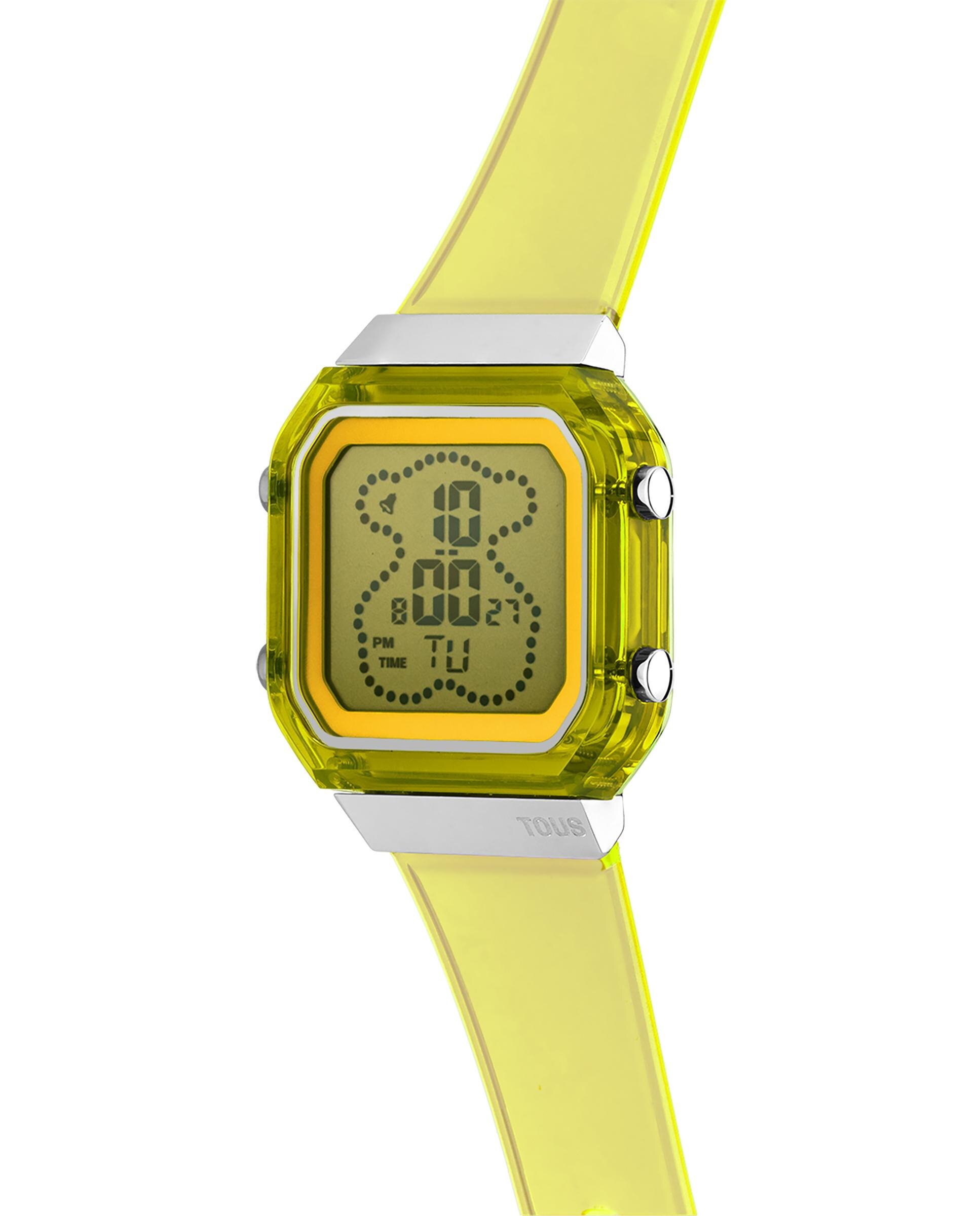 Relógio Digital D-bear Fresh de Policarbonato Amarelo e Aço Amarelo-flúor-2