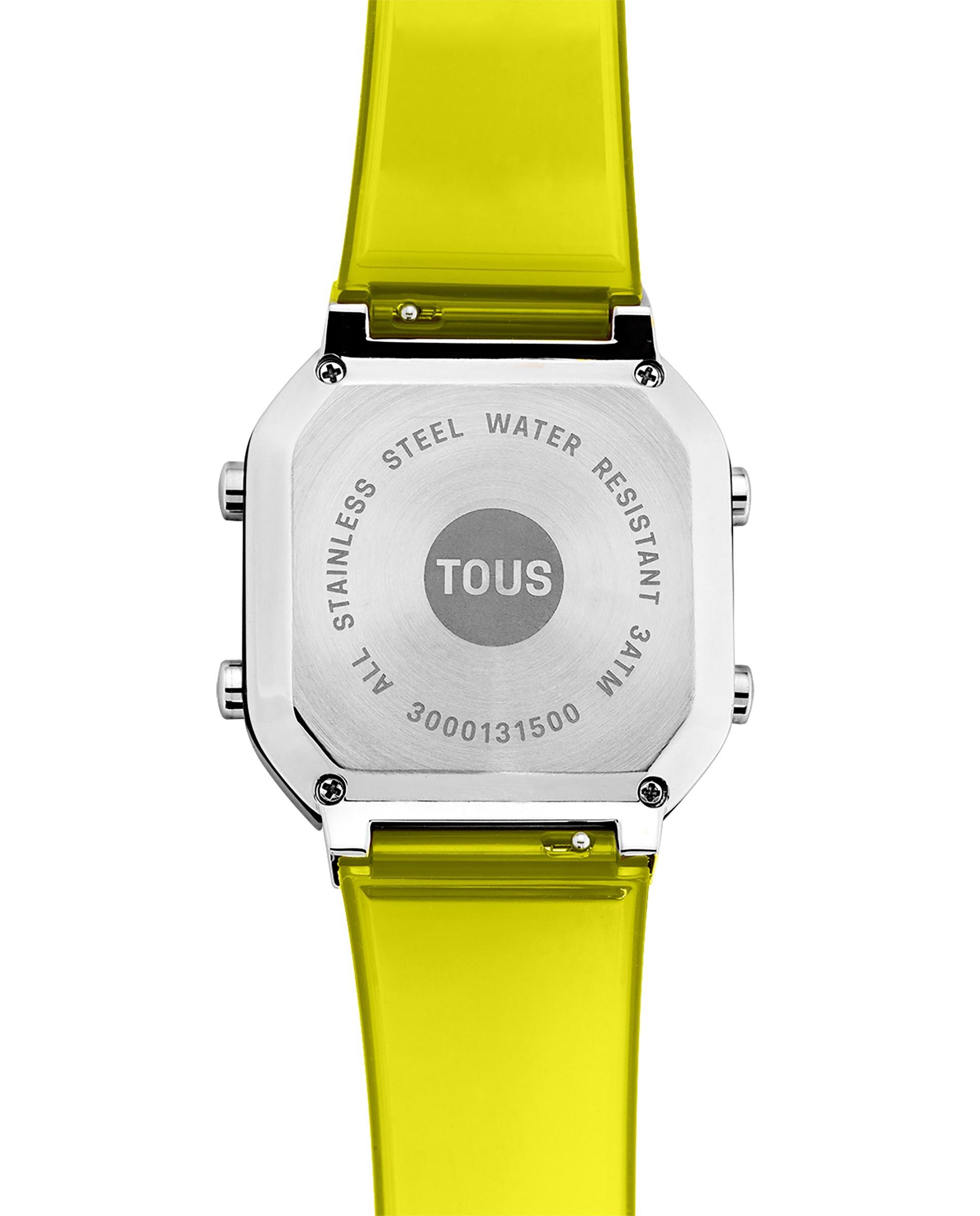 Relógio Digital D-bear Fresh de Policarbonato Amarelo e Aço Amarelo-flúor-3