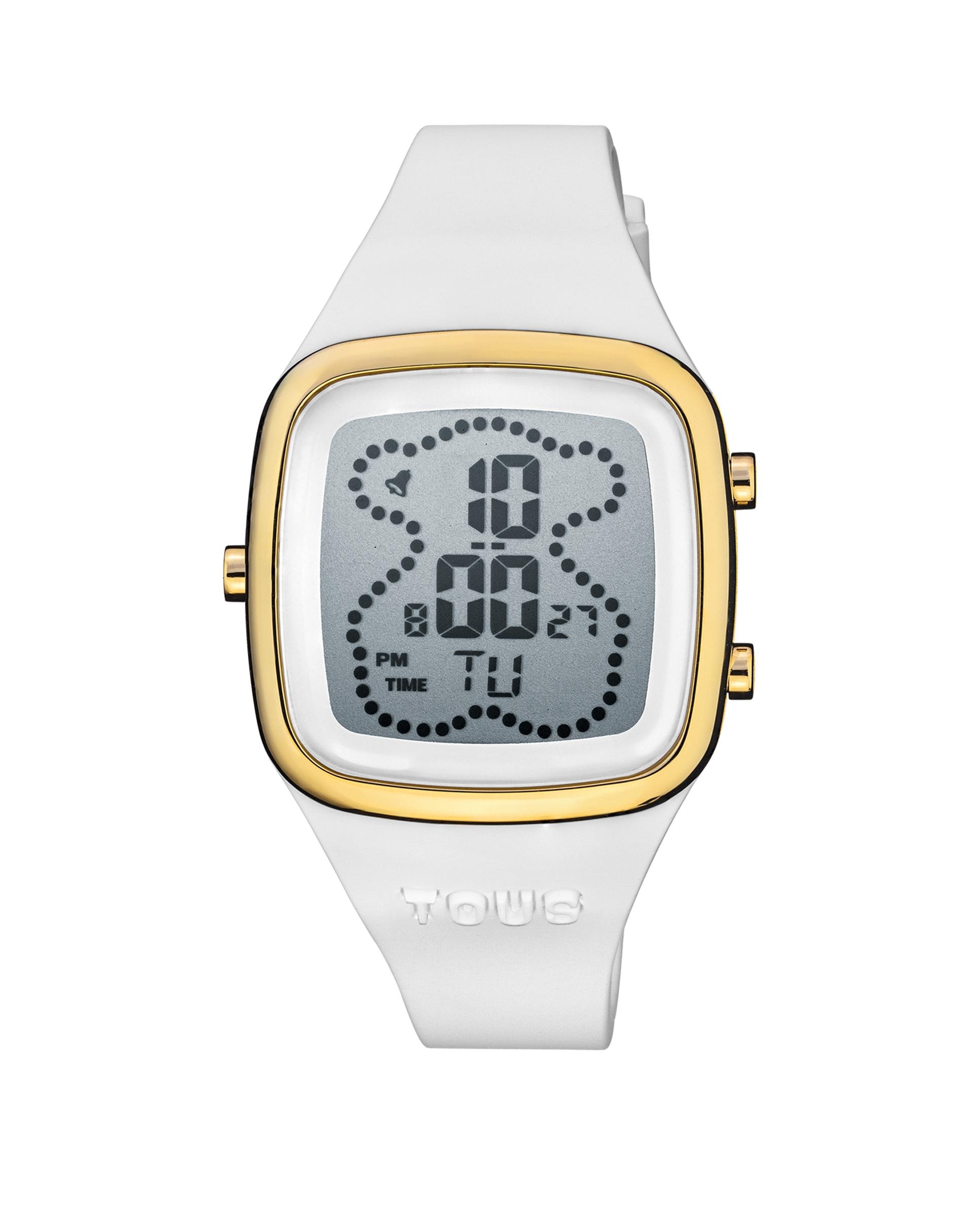 Relógio Digital B-time com Bracelete de Silicone em Branco Branco-1