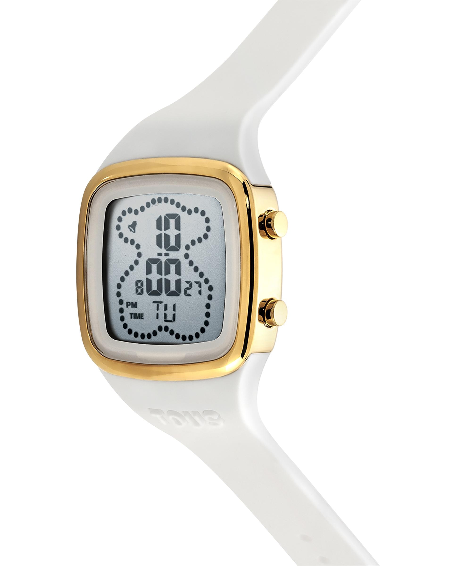 Relógio Digital B-time com Bracelete de Silicone em Branco Branco-2