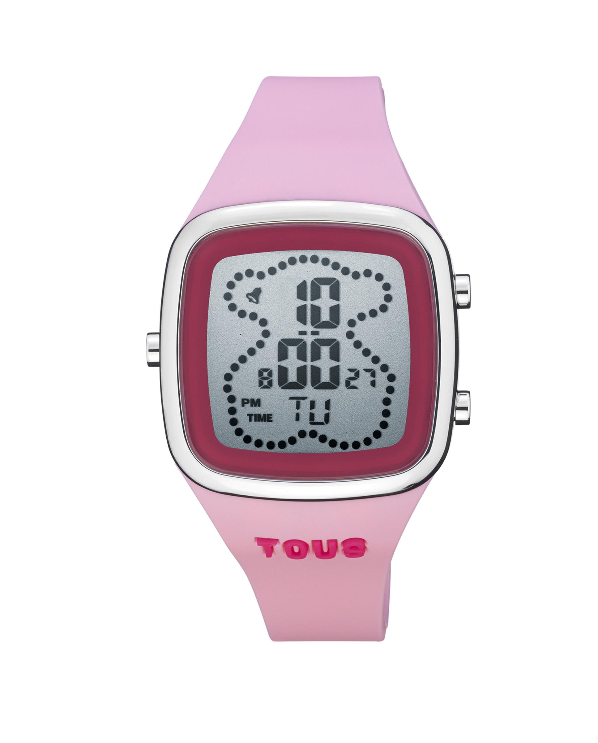 Relógio Digital B-time com Bracelete de Silicone em Rosa Rosa-1