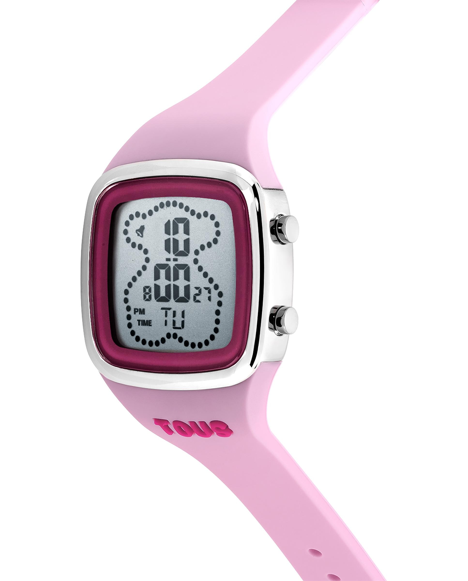 Relógio Digital B-time com Bracelete de Silicone em Rosa Rosa-2