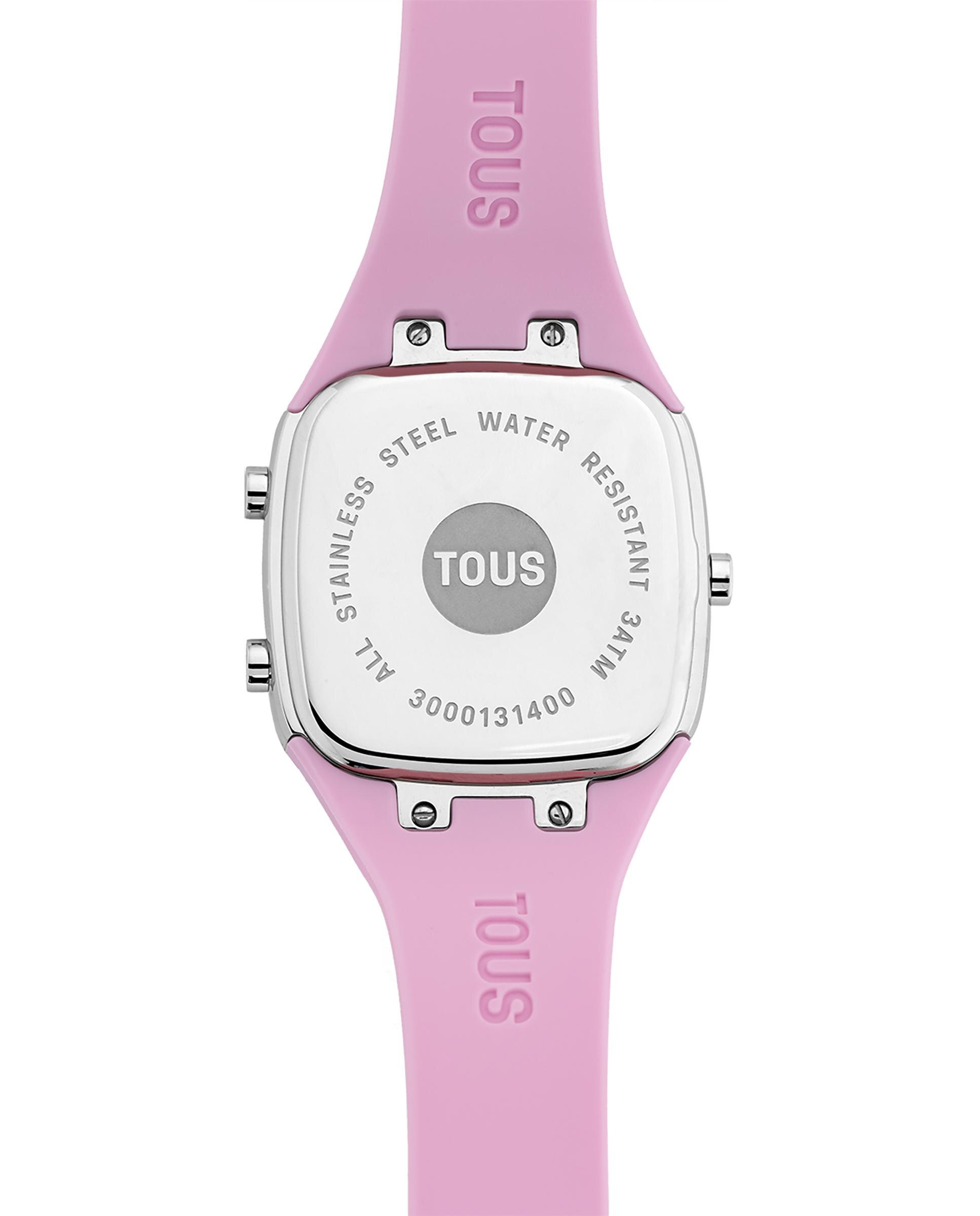 Relógio Digital B-time com Bracelete de Silicone em Rosa Rosa-3