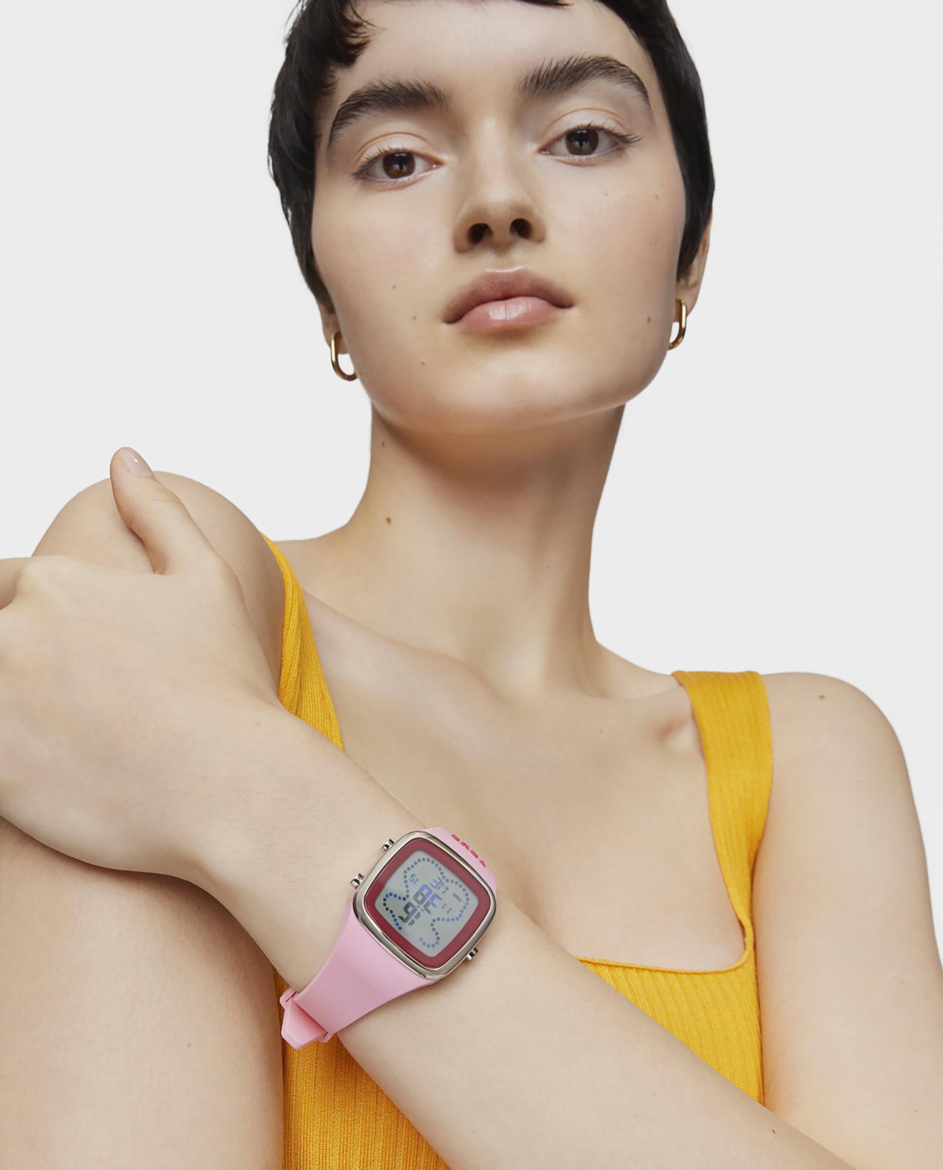 Relógio Digital B-time com Bracelete de Silicone em Rosa Rosa-5