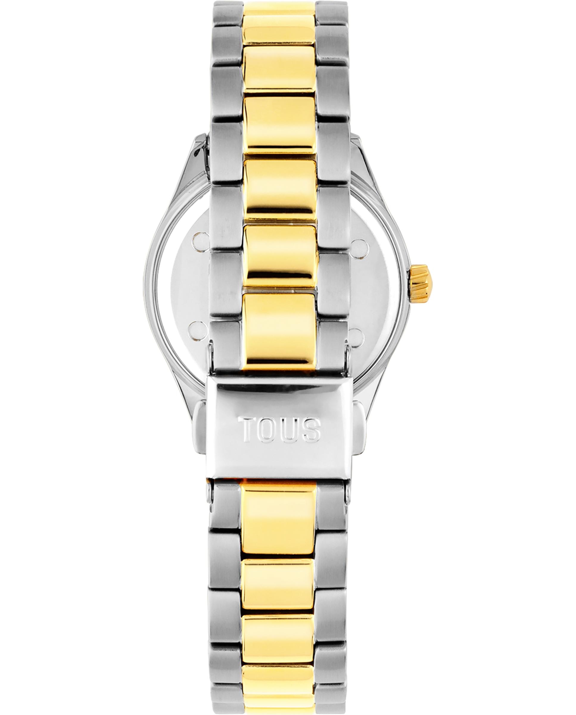 Relógio Analógico T-bear Kdt com Bracelete de Aço Bicolor em Dourado Multicolor-3