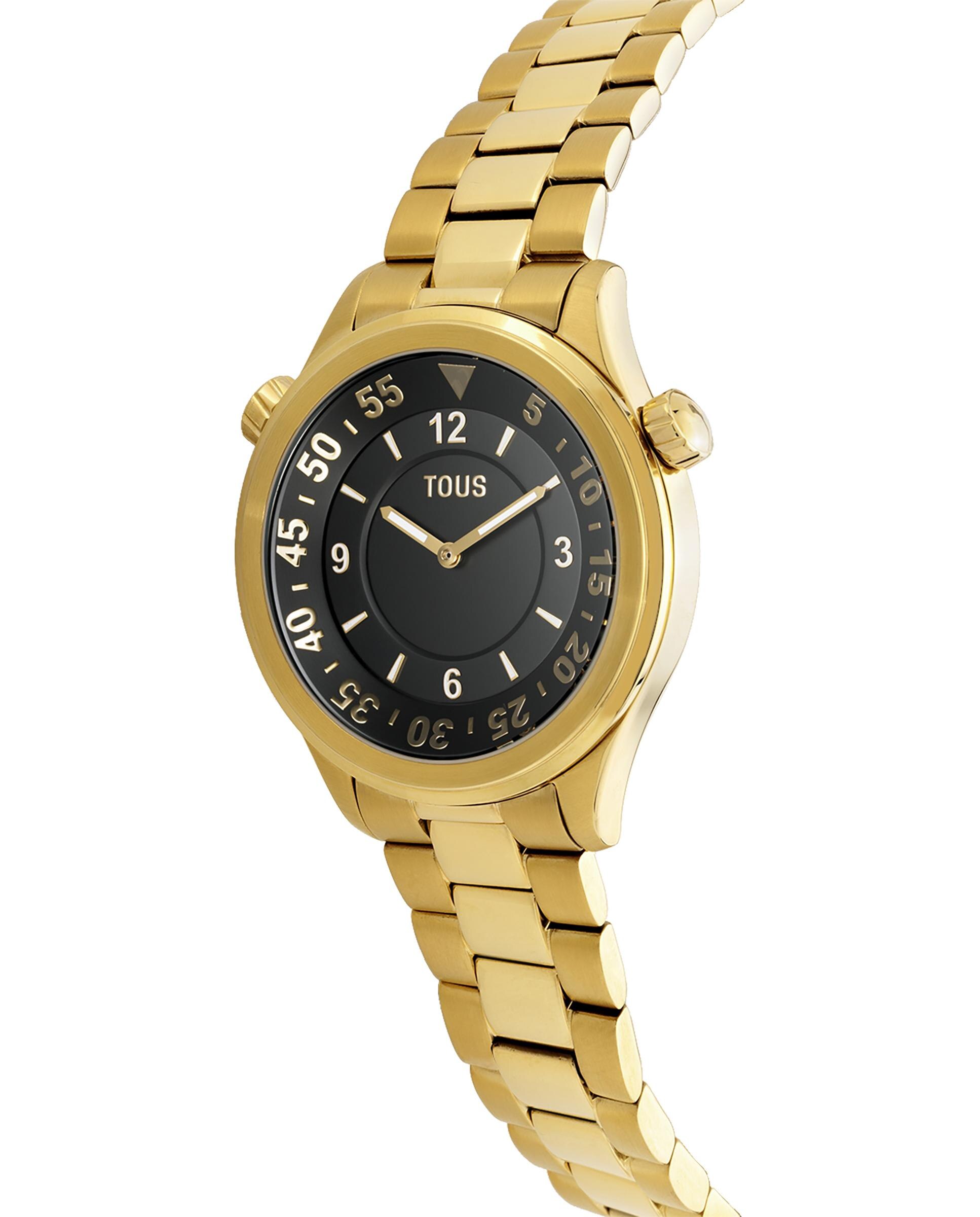 Relógio Analógico Now com Bracelete de Aço Ipg Dourado e Mostrador Preto Ouro-2