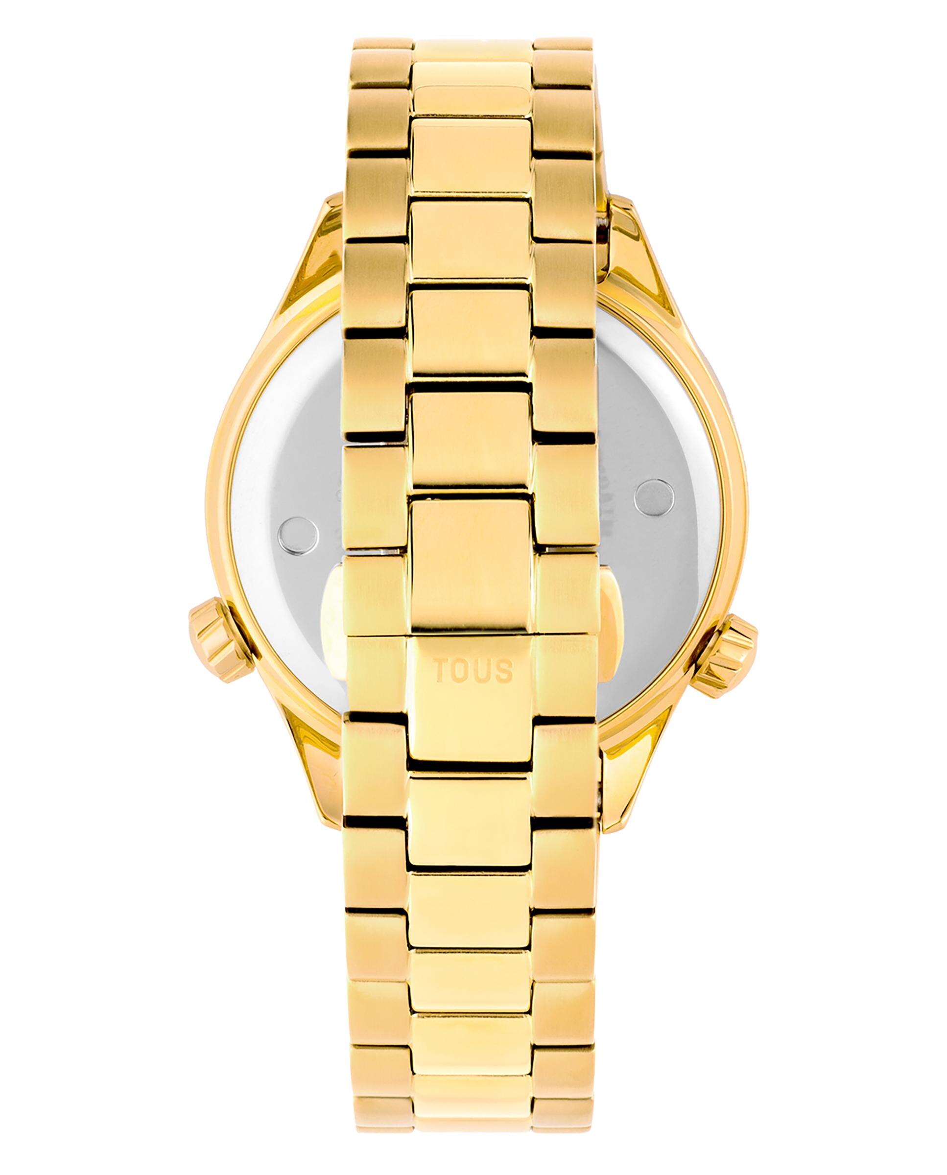 Relógio Analógico Now com Bracelete de Aço Ipg Dourado e Mostrador Preto Ouro-3