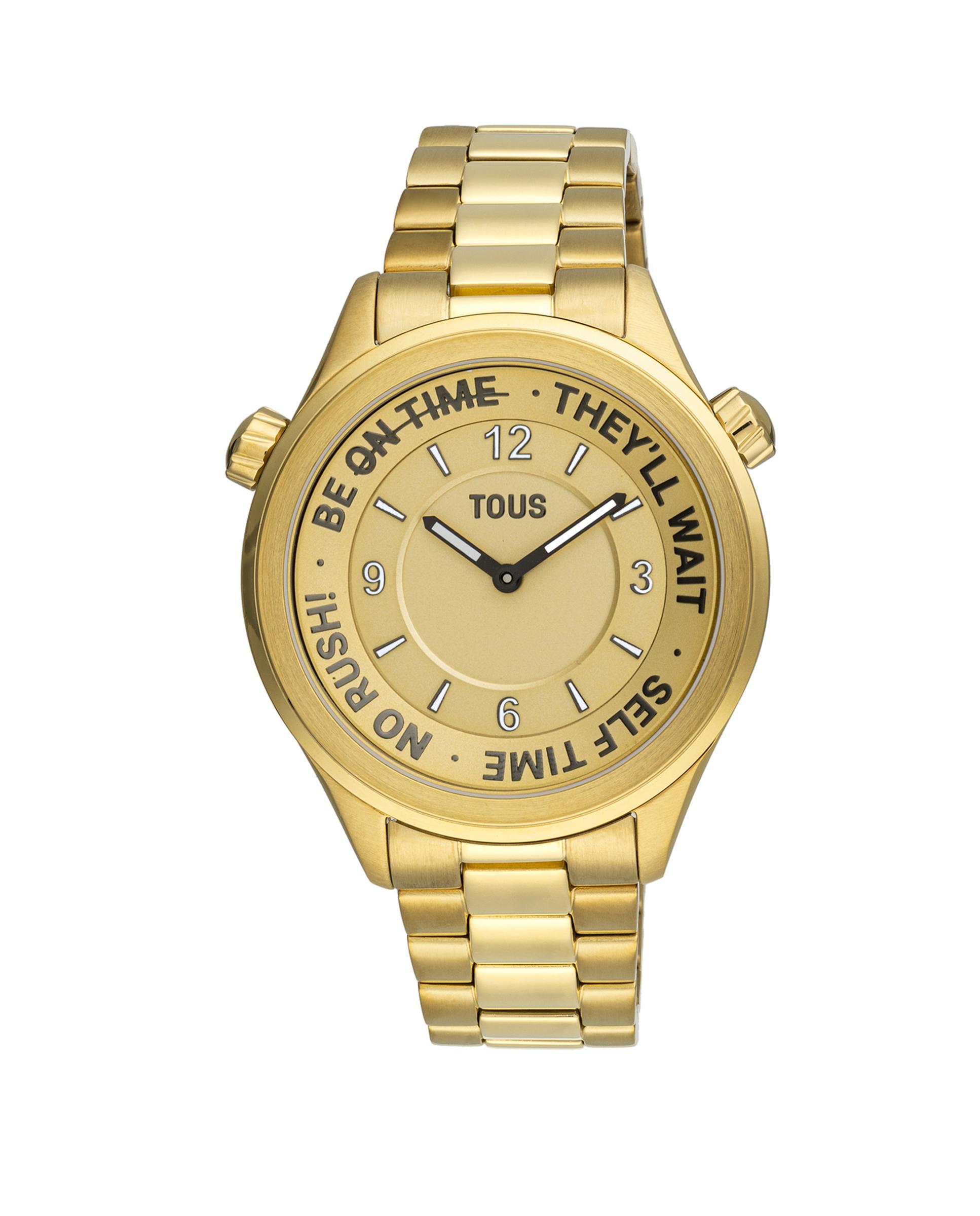 Relógio Analógico Now com Bracelete de Aço Ipg e Mostrador Dourado Ouro-1