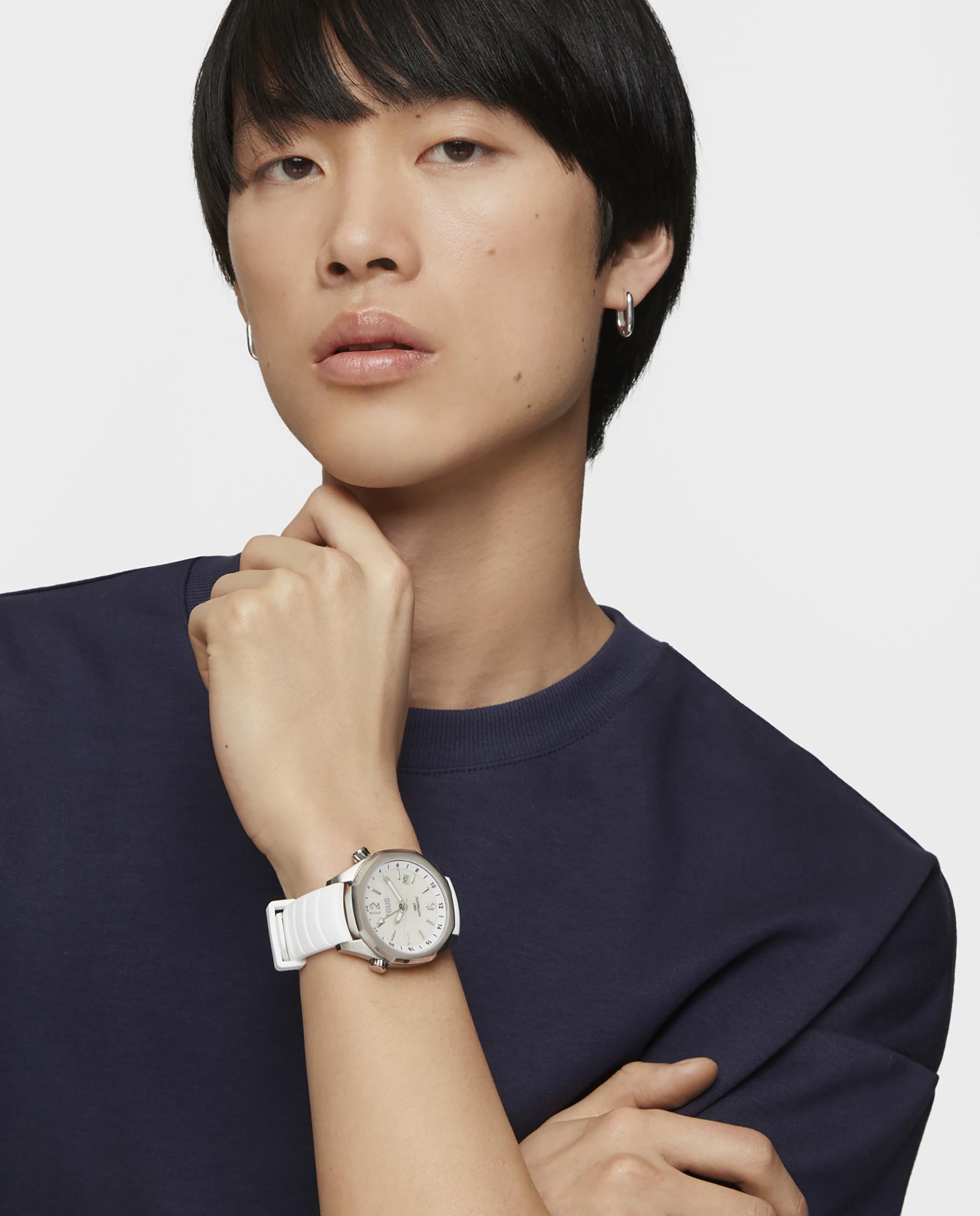 Relógio Automático Now Analógico com Bracelete de Silicone em Branco Branco-6