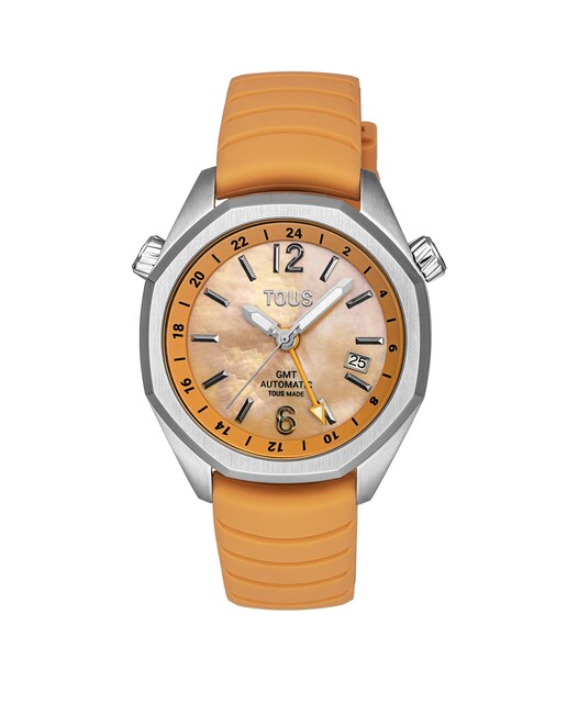 Imagem 0 de Relógio analógico feminino Now com bracelete em silicone salmão