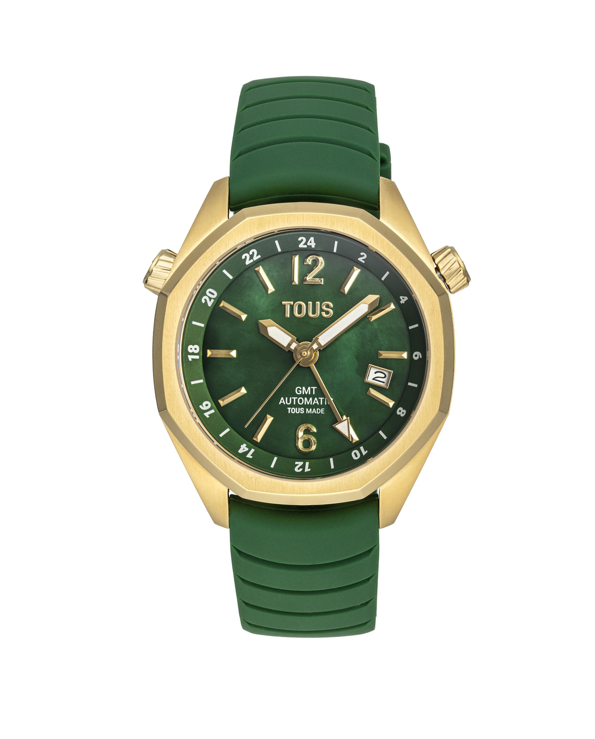 Relógio Automático Now Analógico com Bracelete de Silicone Verde Verde-1
