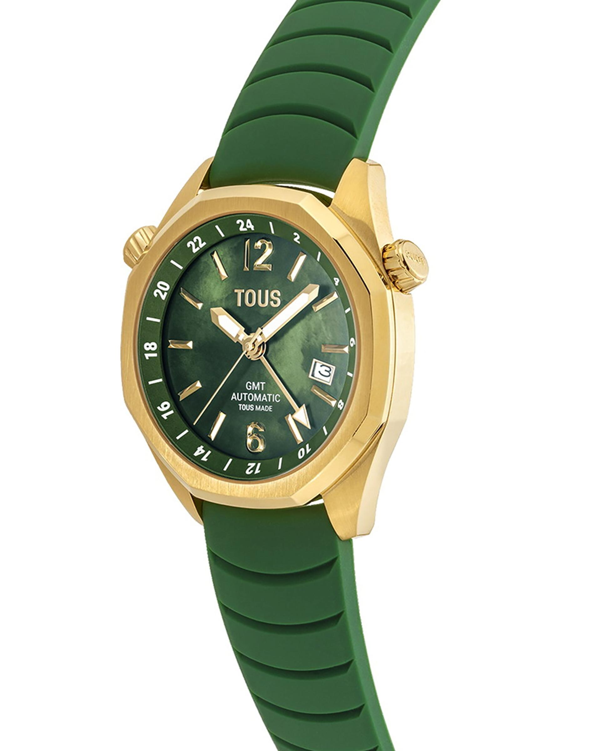 Relógio Automático Now Analógico com Bracelete de Silicone Verde Verde-2