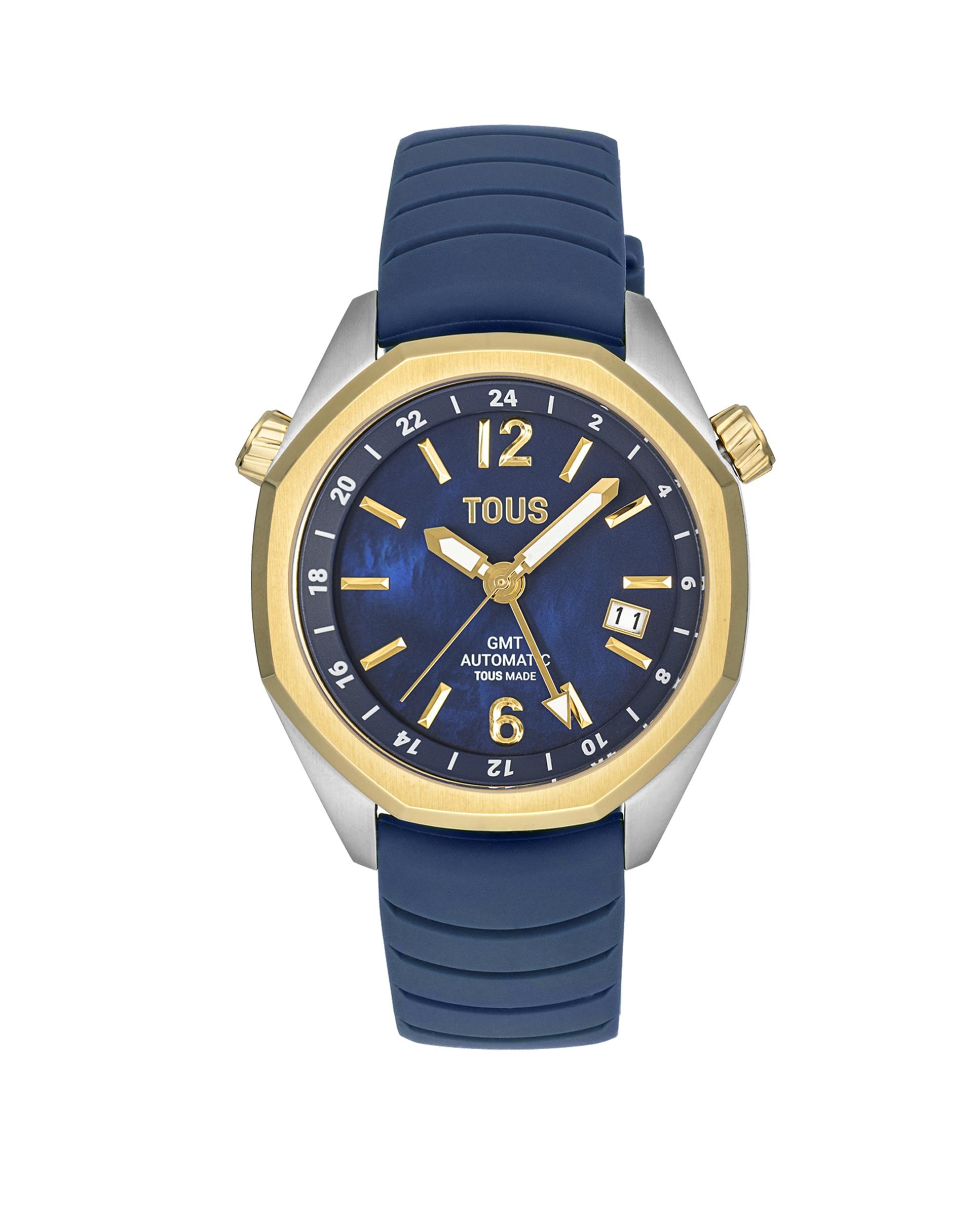 Relógio Automático Now Analógico com Bracelete de Silicone Azul-marinho Azul-marinho / Laranja-1