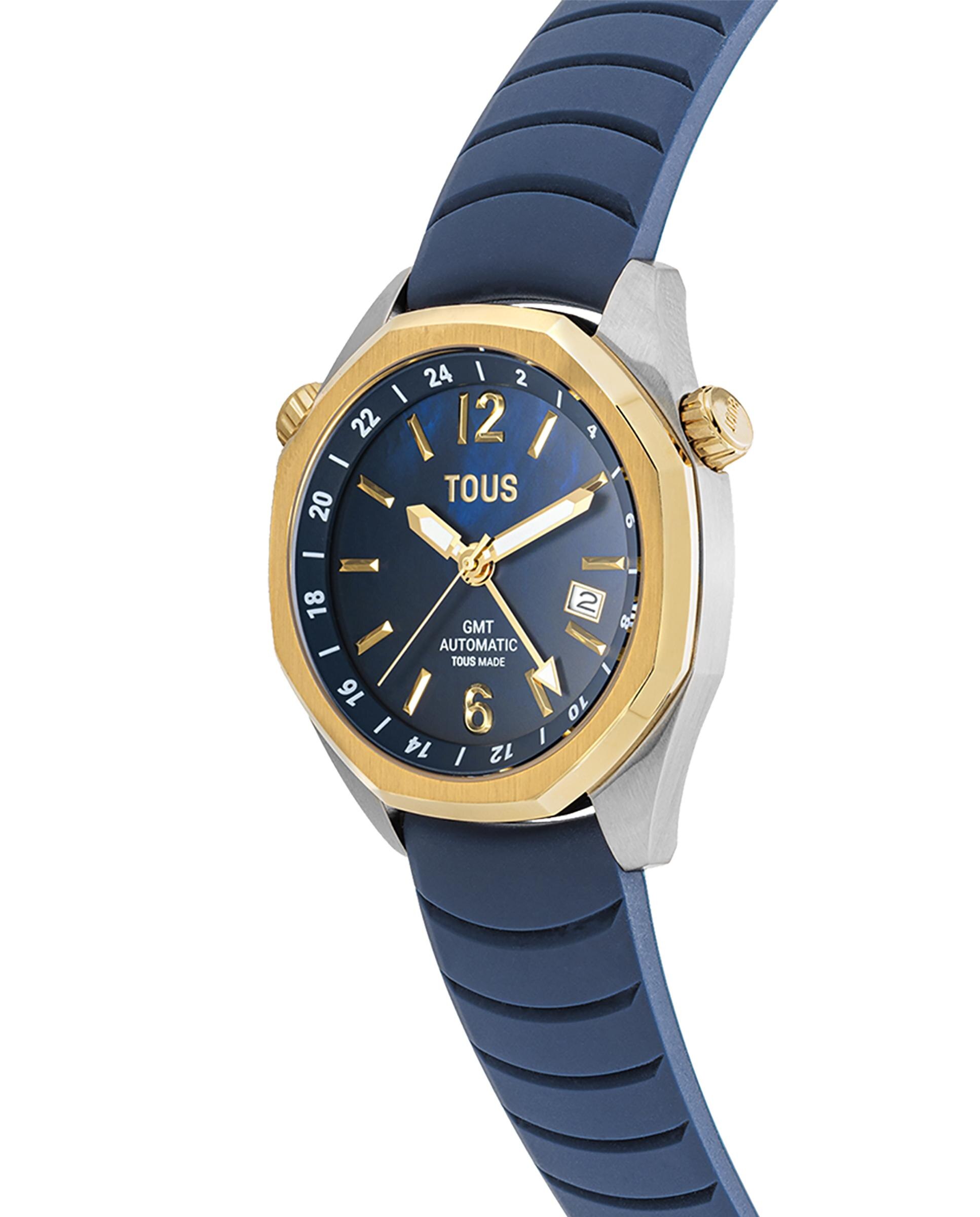 Relógio Automático Now Analógico com Bracelete de Silicone Azul-marinho Azul-marinho / Laranja-2