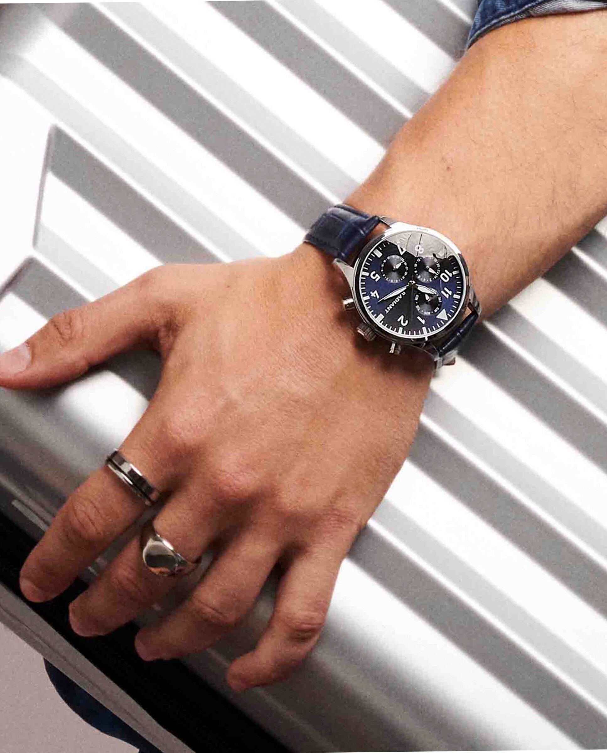 Relógio Caiman Ra612705 de Pele Sintética e Bracelete Azul Azul-2