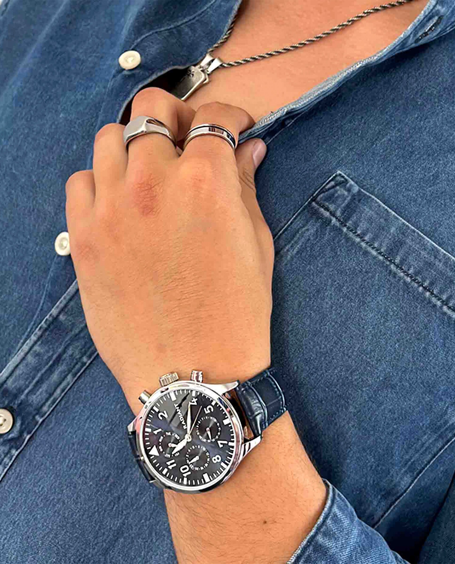 Relógio Caiman Ra612705 de Pele Sintética e Bracelete Azul Azul-4