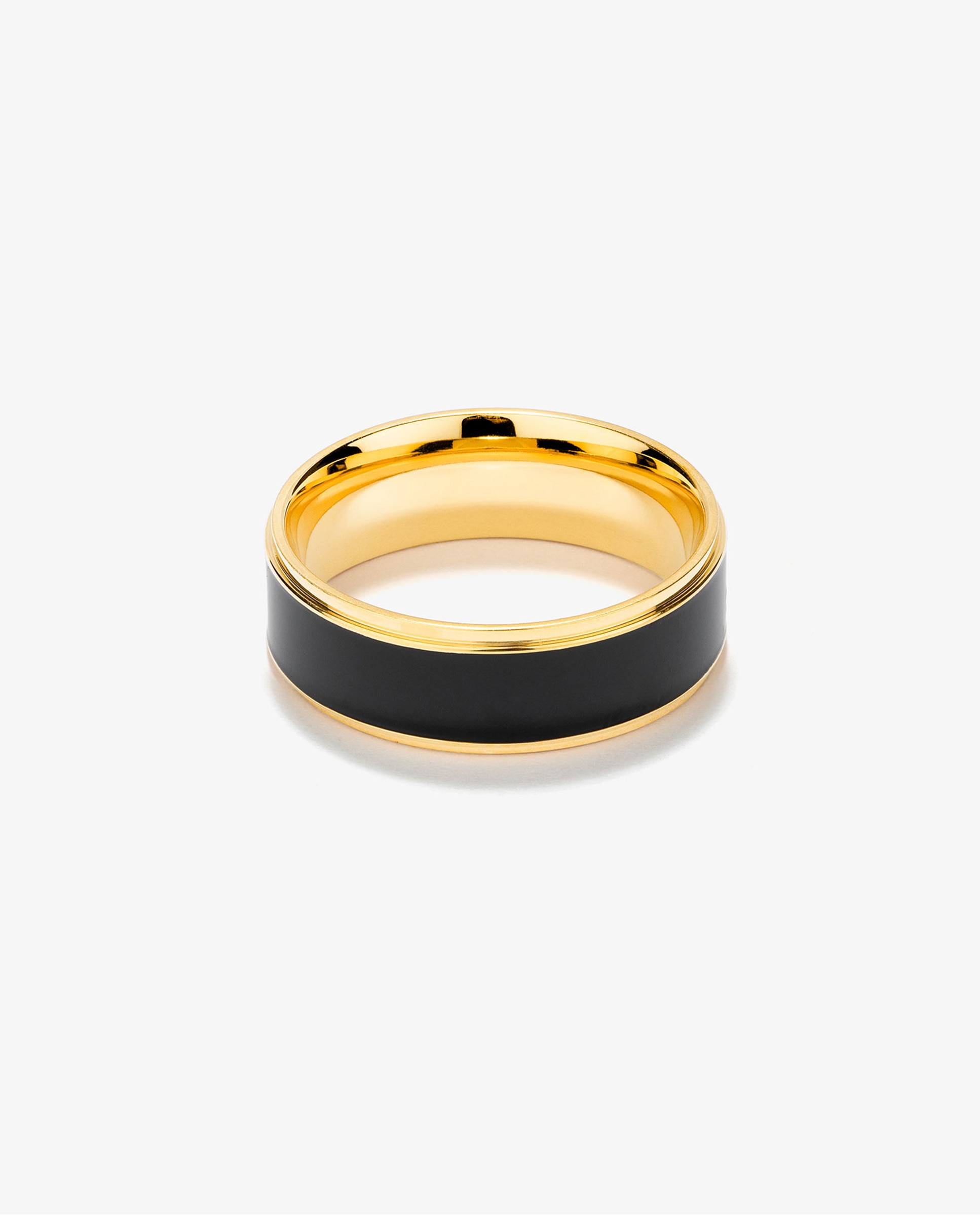 Anel Nogueiras de Aço Dourado Preto-2