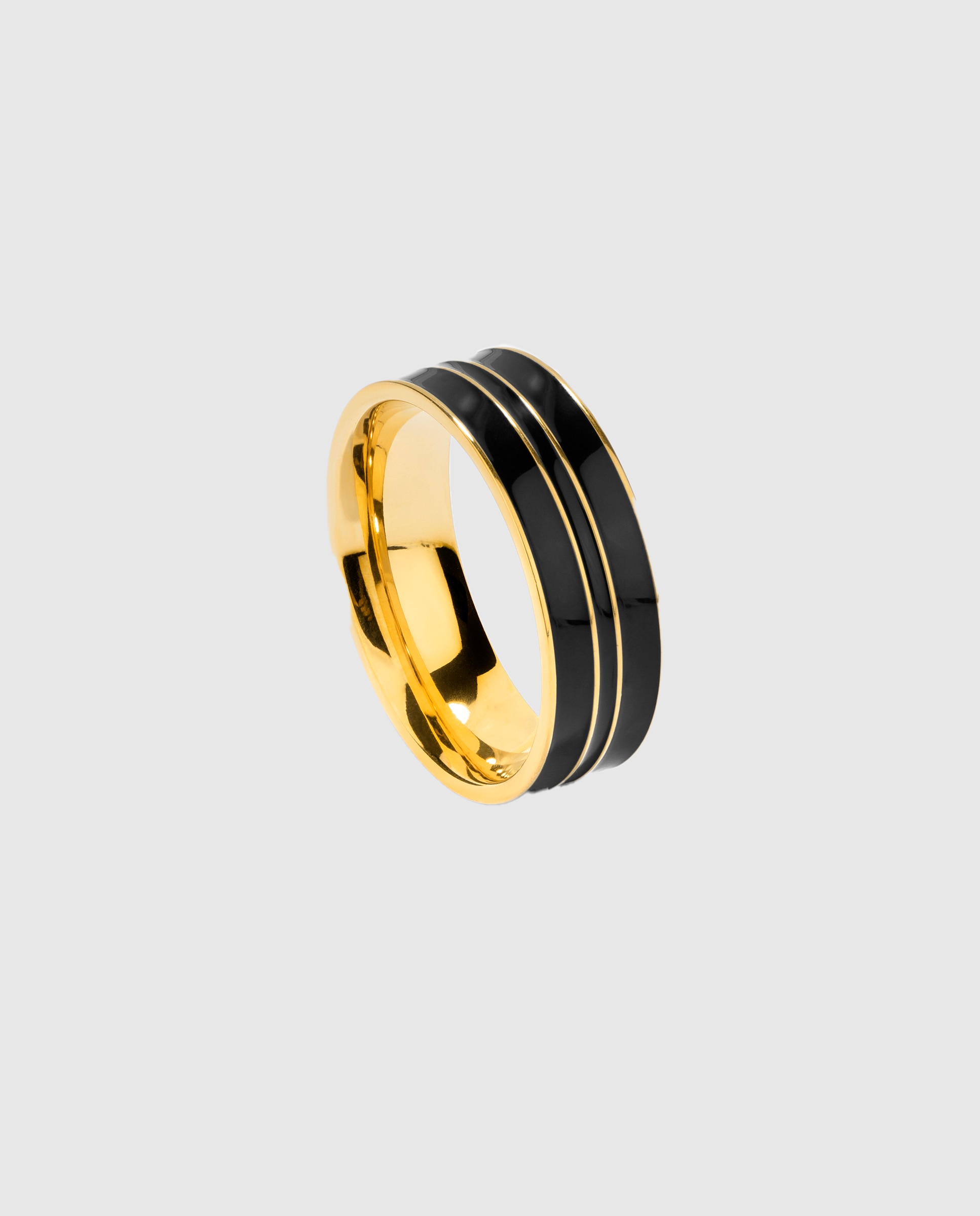 Anel Nogueiras de Aço Dourado Preto-1