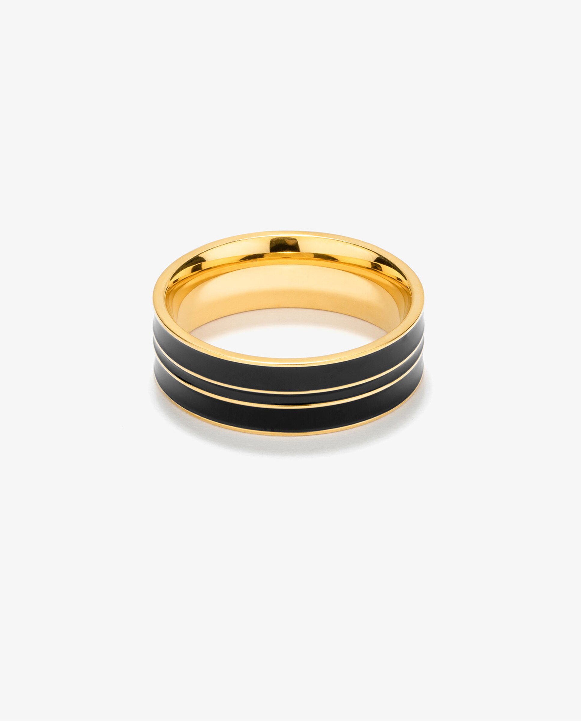 Anel Nogueiras de Aço Dourado Preto-2