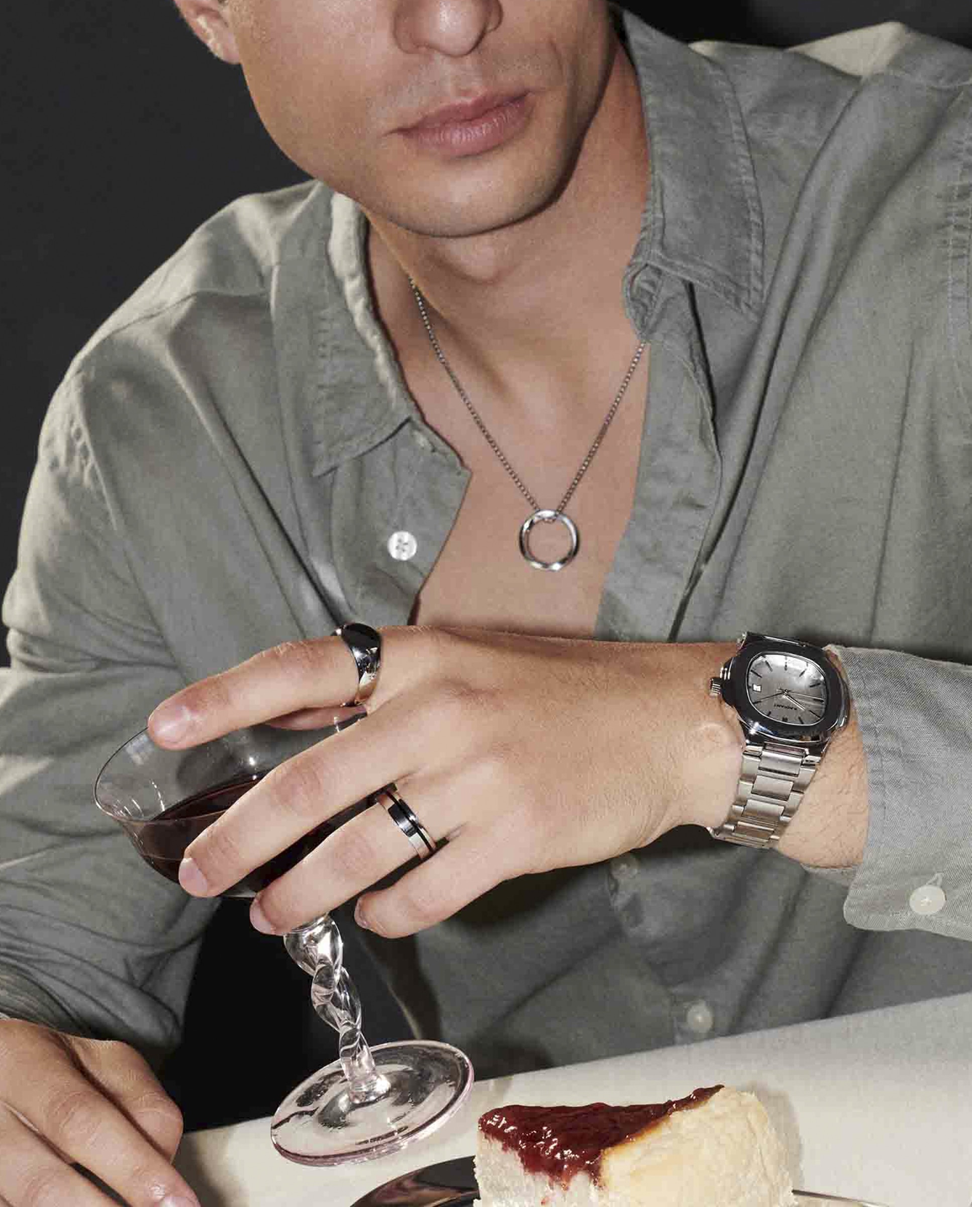 Anel Nogueiras de Aço Prateado Prata-5