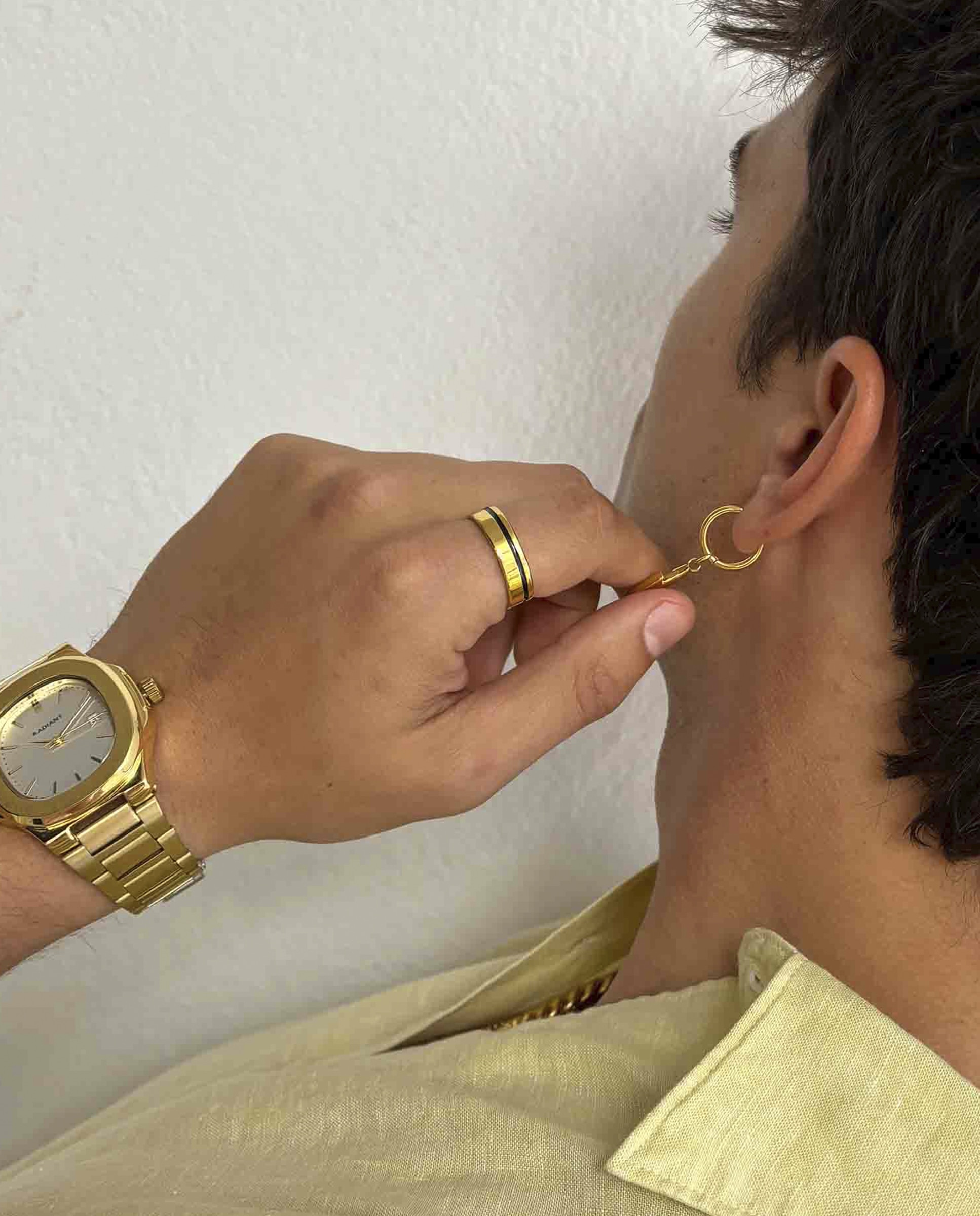 Anel Nogueiras de Aço Dourado Preto-4