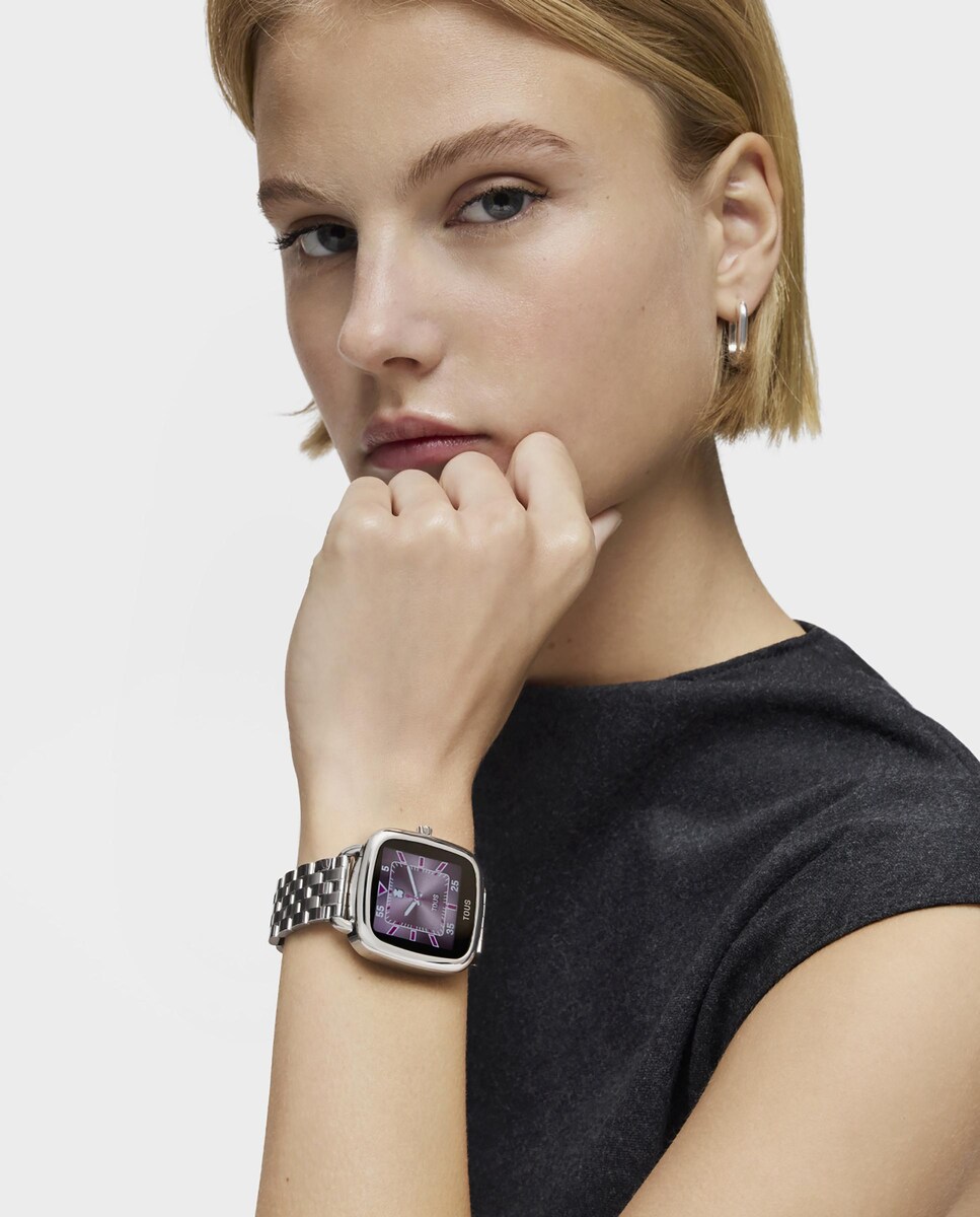 Smartwatch D-Connect com Pulseira de Aço Prata-5