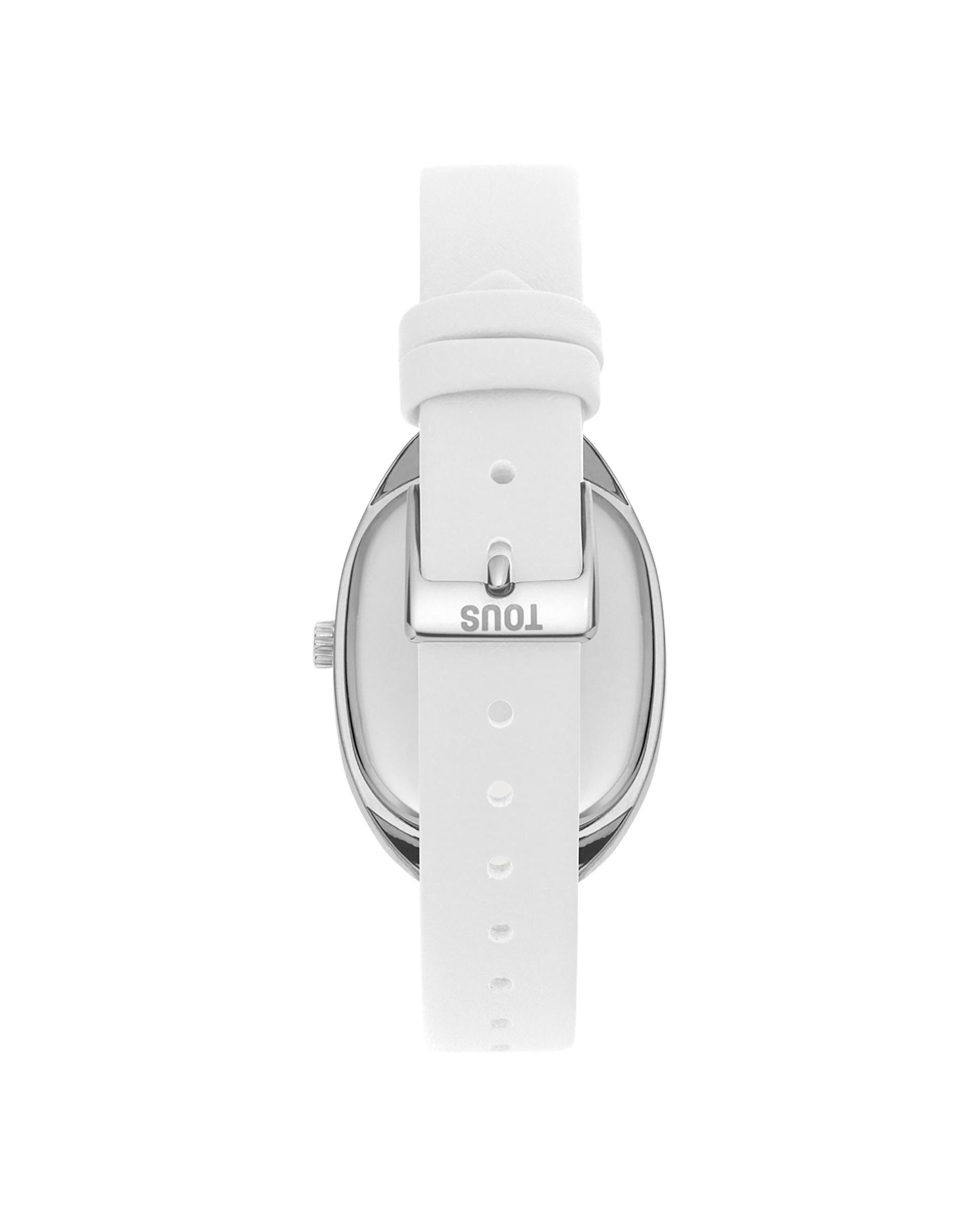Relógio Analógico Heritage de Aço com Bracelete de Pele Branca Branco-3