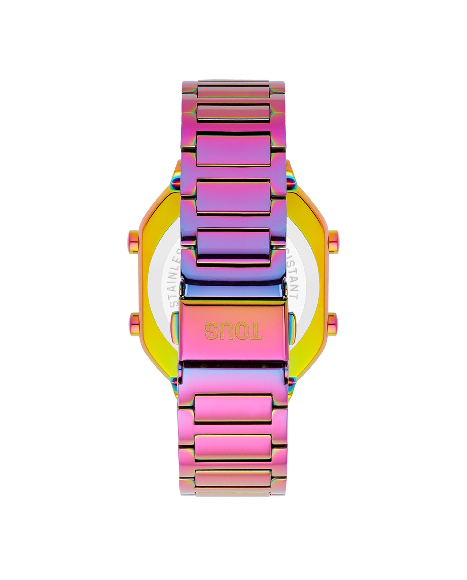 Relógio Digital D-bear com Bracelete de Aço Ip Iridescente Rosa-3