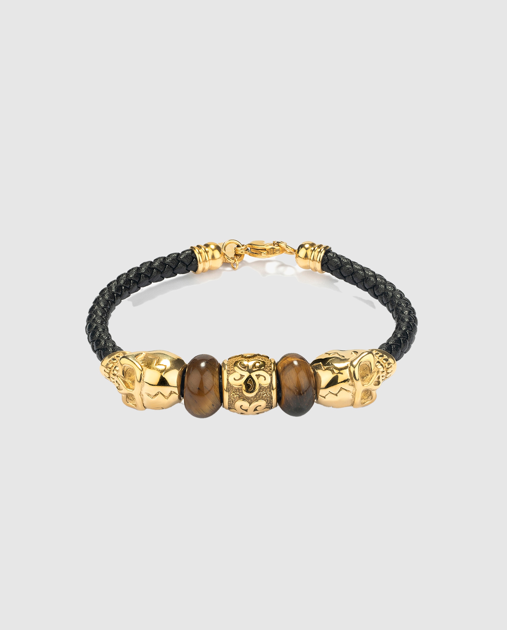 Pulseira Pirate de Aço Dourada Preto-1