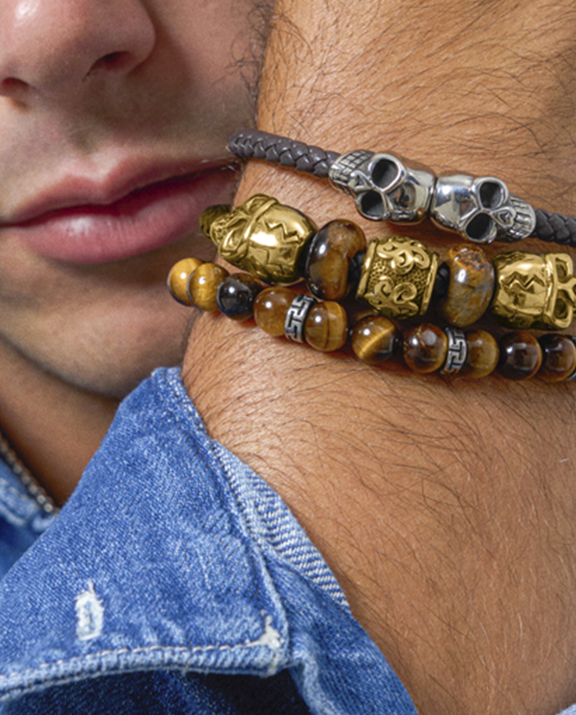 Pulseira Pirate de Aço Dourada Preto-3