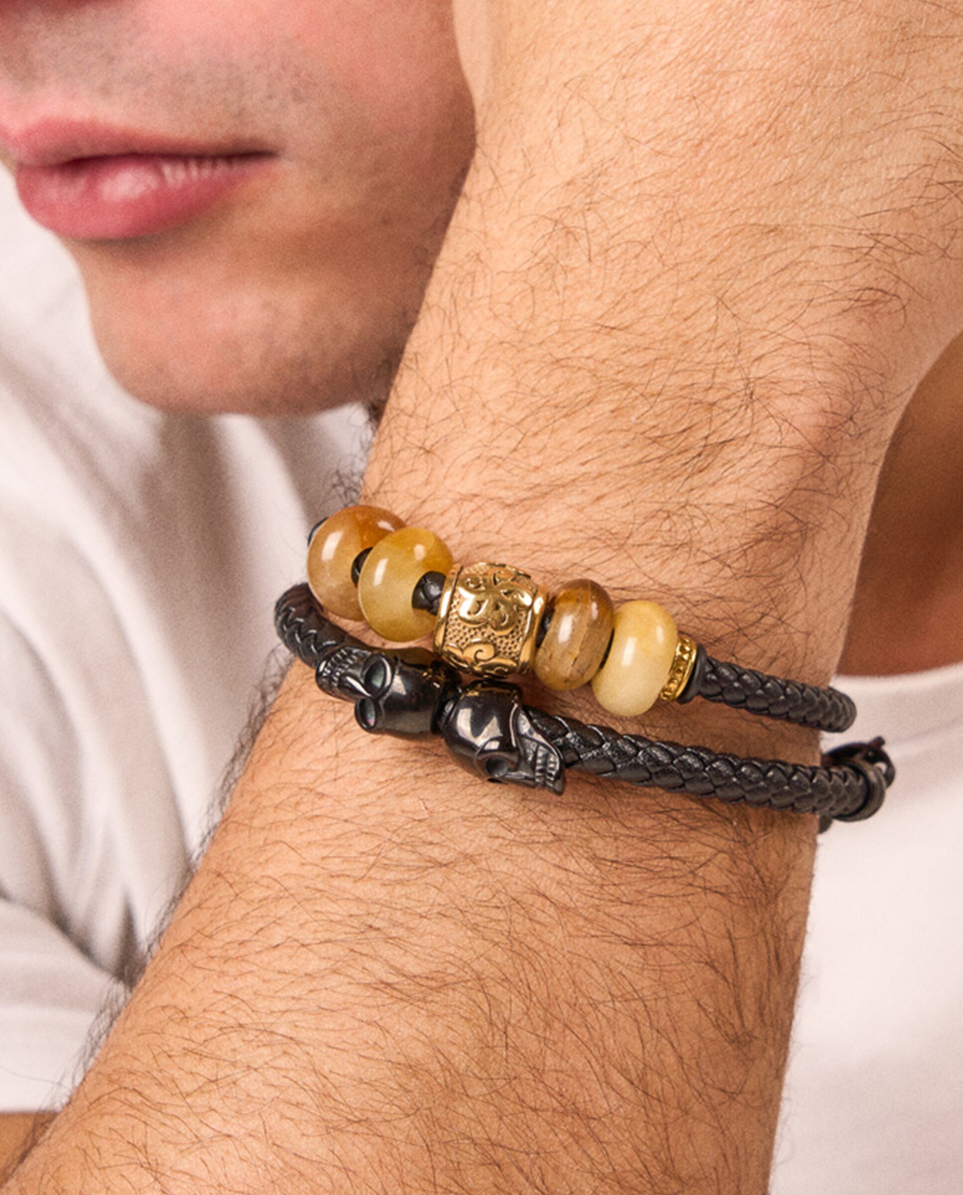 Pulseira Pirate de Aço Dourada Preto-3