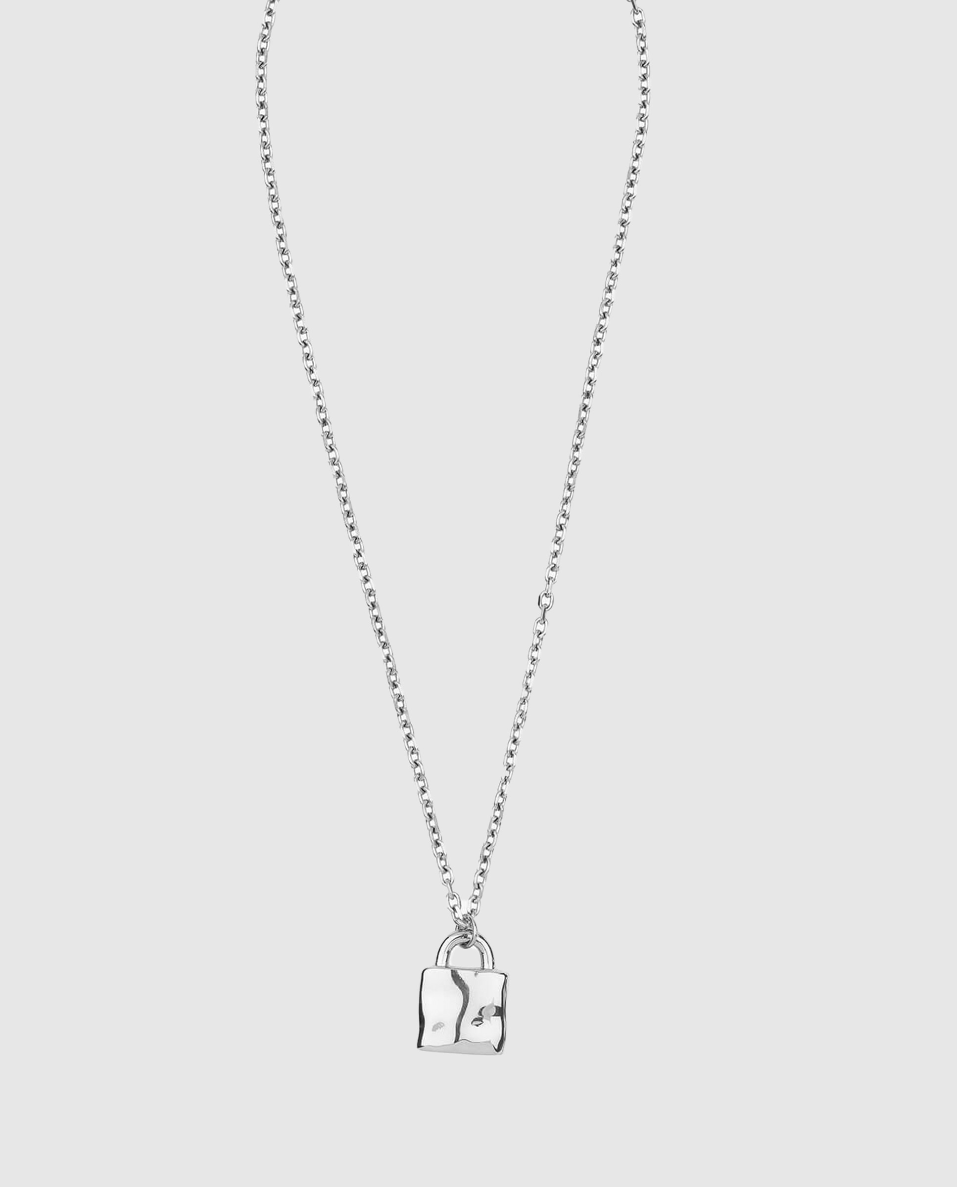 Colares Padlock de Aço Prateado Prata-1