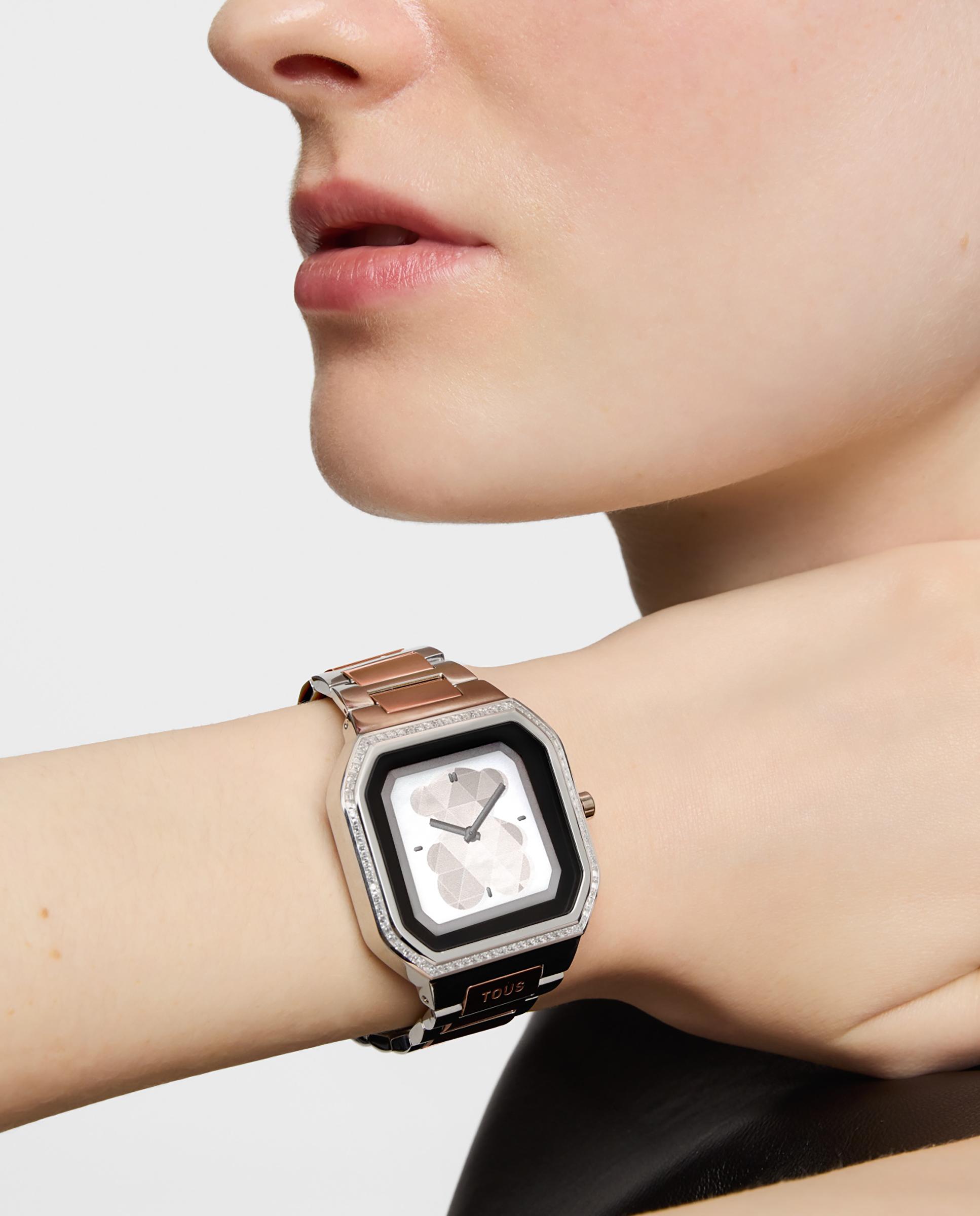 Smartwatch B-connect com Bracelete de Aço em Rosa e Zircônias Prata / Rosa-3