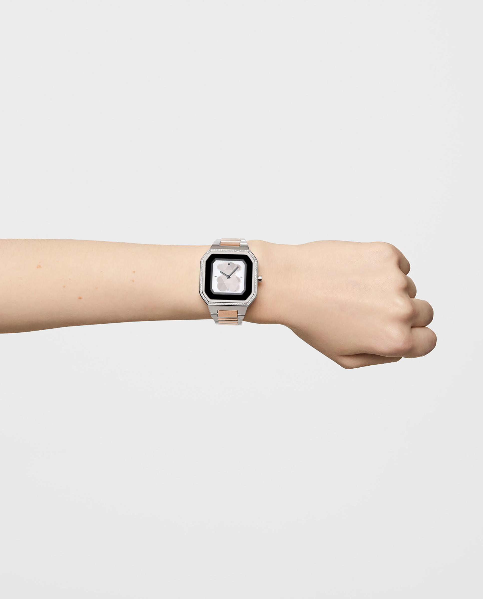Smartwatch B-connect com Bracelete de Aço em Rosa e Zircônias Prata / Rosa-5