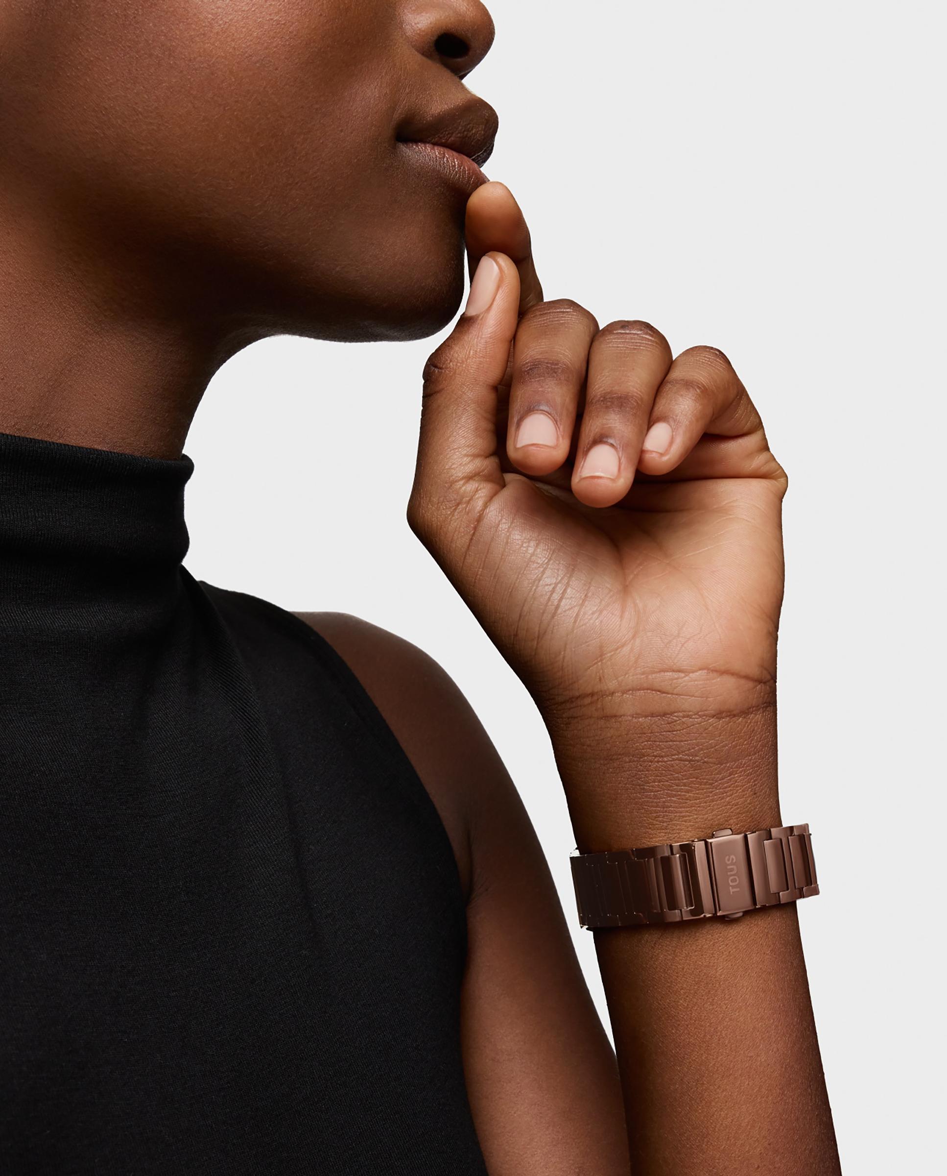 Smartwatch B-connect com Bracelete de Aço em Castanho e Zircónias Castanho-4