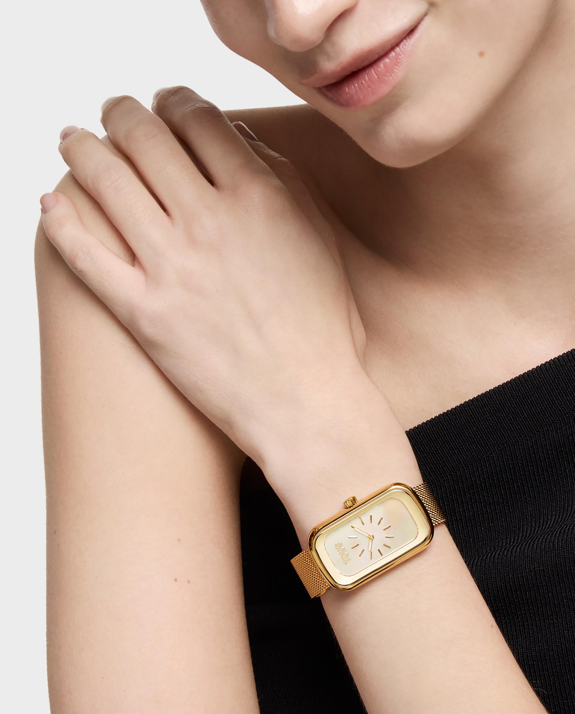 Relógio Analógico T-band Club com Bracelete em Dourado Ouro-5