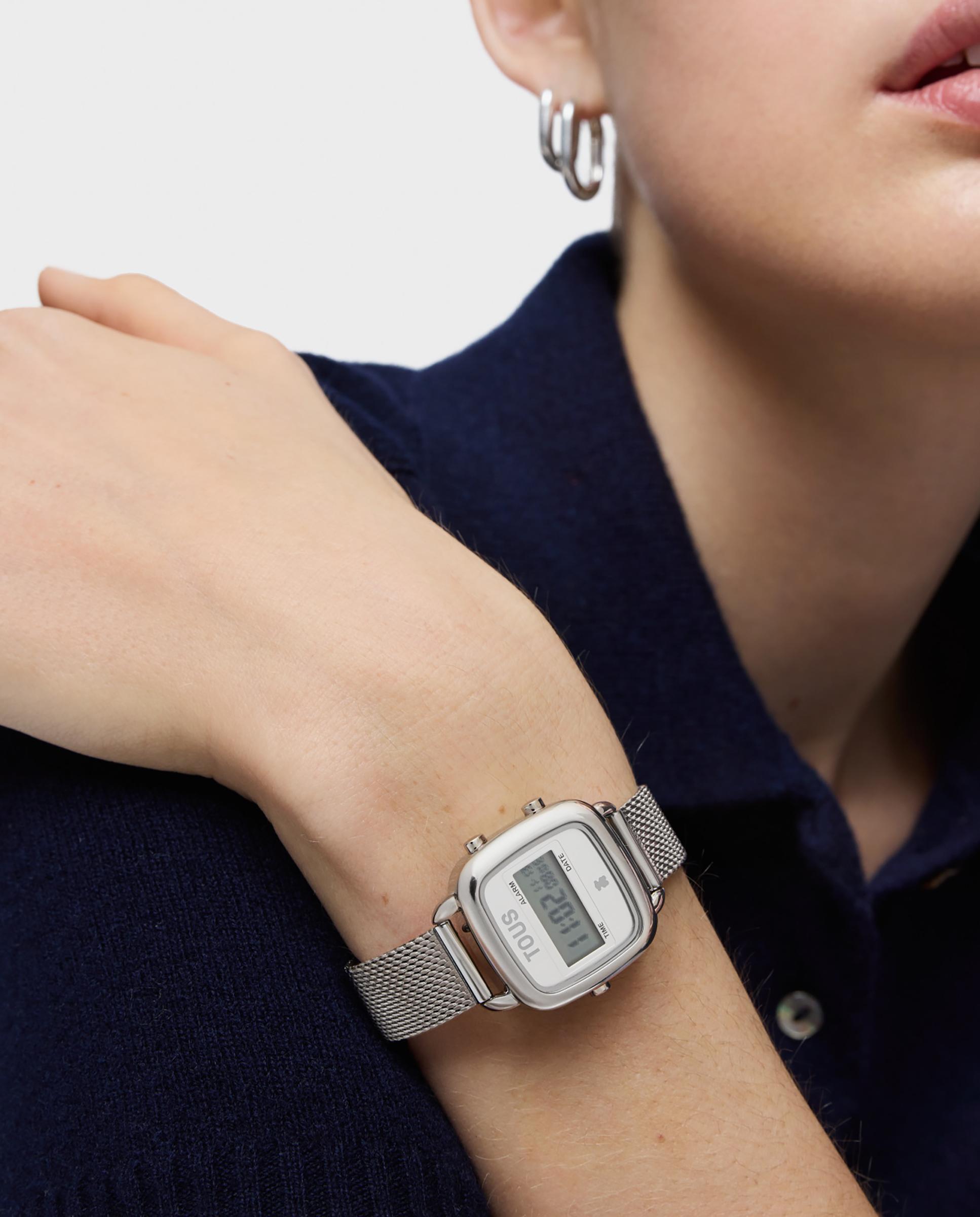 Relógio Digital D-logo Mini com Bracelete de Aço Prata-2