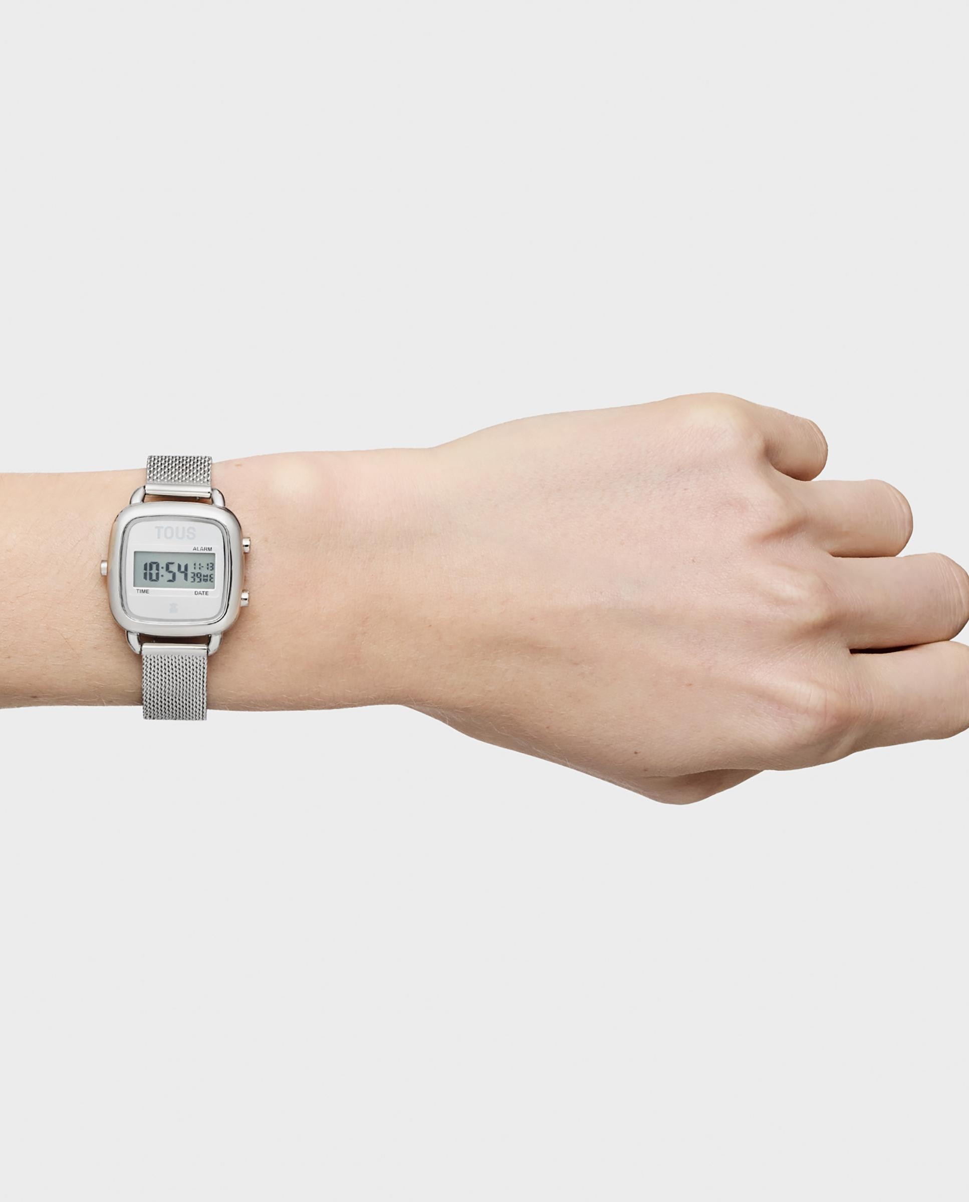 Relógio Digital D-logo Mini com Bracelete de Aço Prata-5