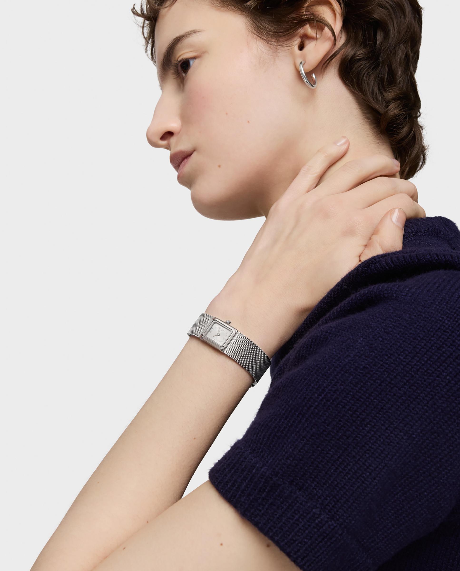 Relógio Analógico Mini Mesh com Bracelete de Malha Milanesa de Aço Prata-4