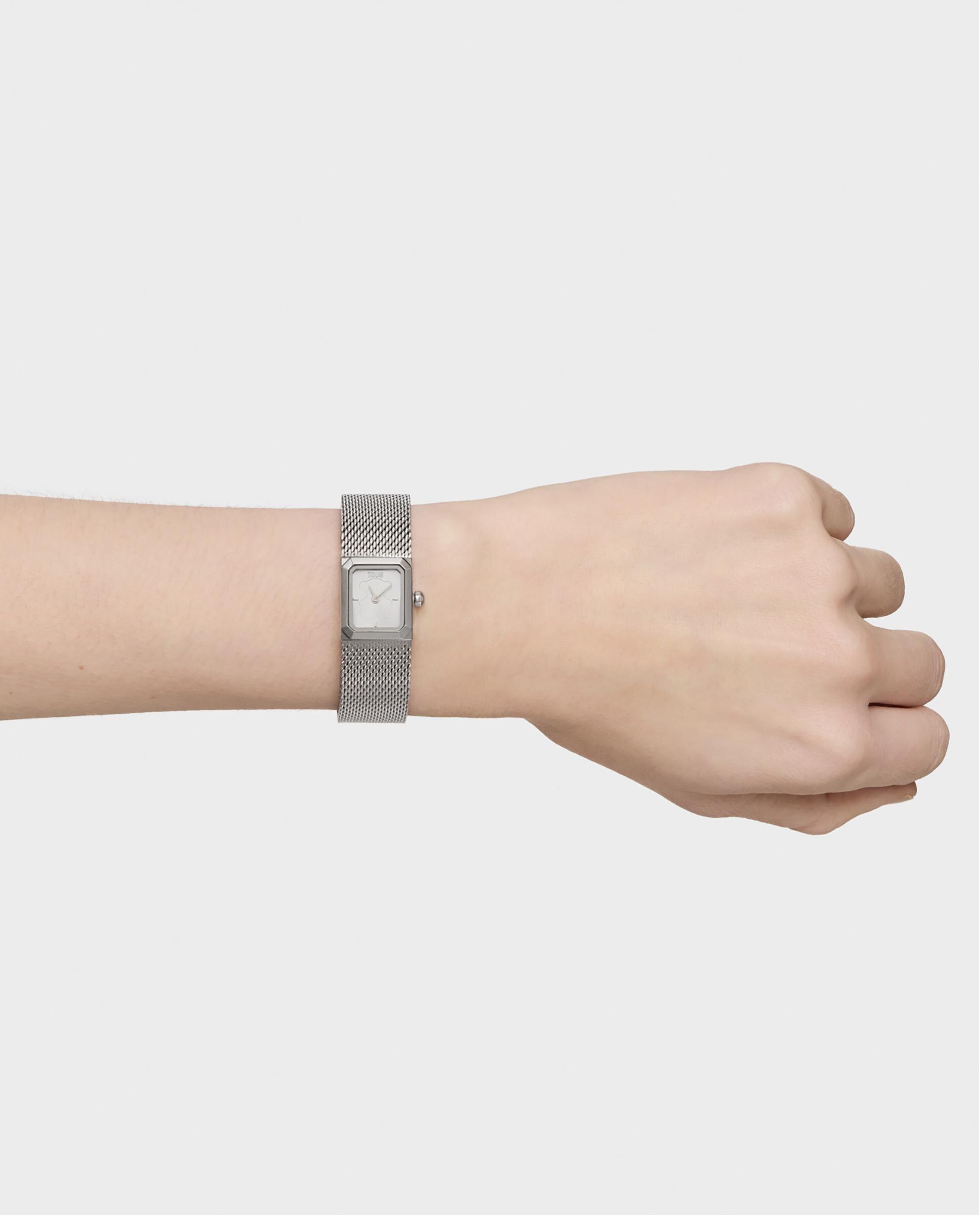 Relógio Analógico Mini Mesh com Bracelete de Malha Milanesa de Aço Prata-5