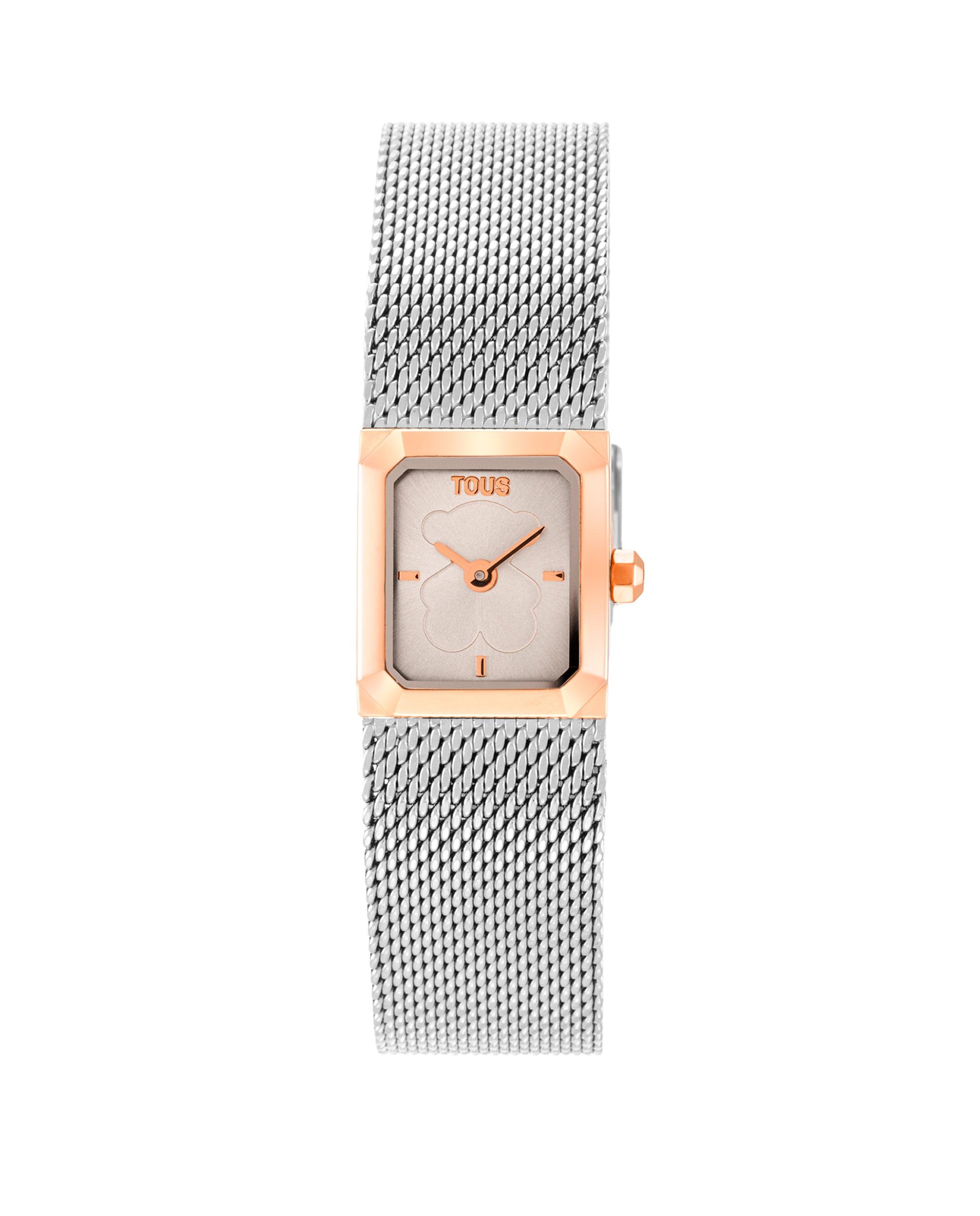 Relógio Analógico Mini Mesh com Bracelete de Malha Milanesa de Aço e Aço Rosa Prata / Rosa-1
